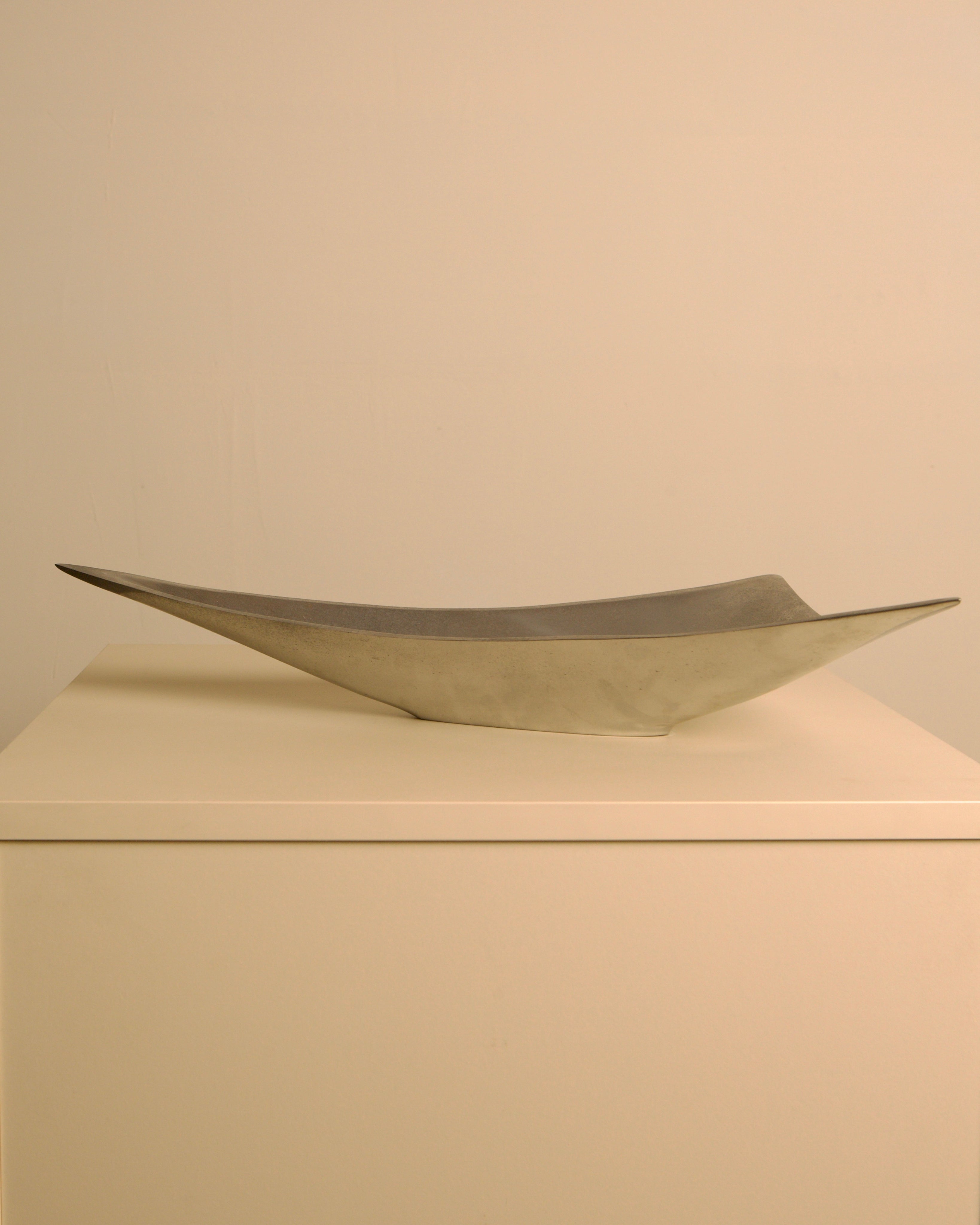 Italian "Triangle" aluminium catch-all, 1980s — side angle