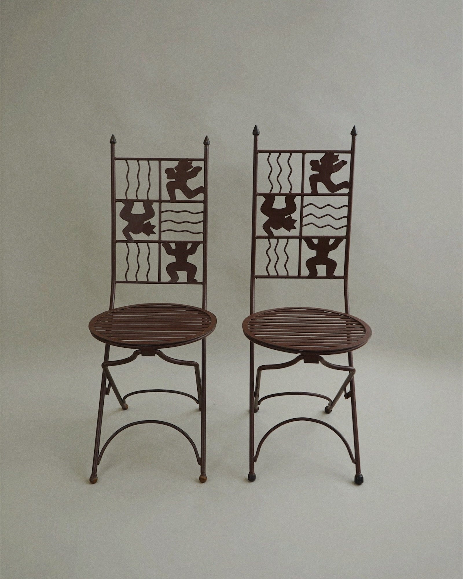 Iron Chair with Stylised Figures c.1980 by Myakin | The Oblist