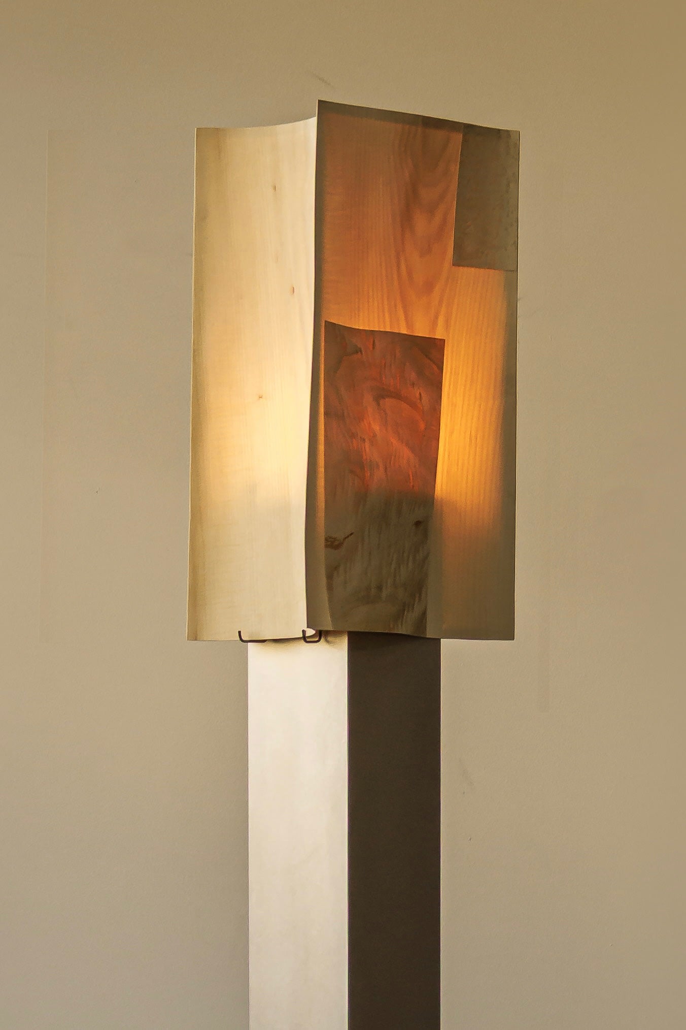 Soft Ply Floor Lamp Series — top view of wooden shade with light