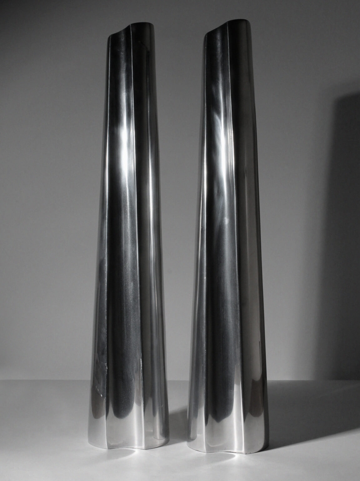 Contemporary Aluminum Extra Tall Vases Set — detail view