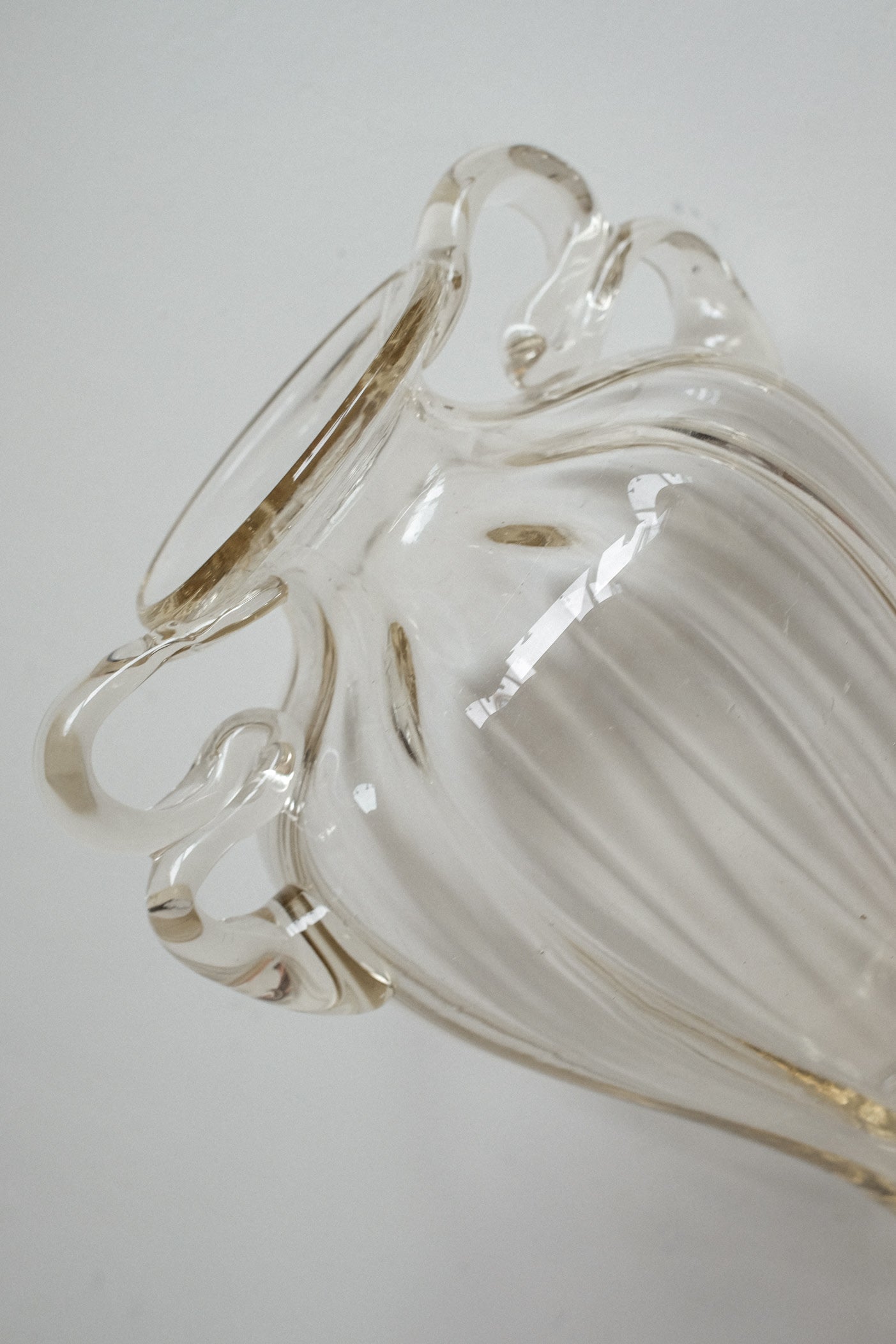 Elegant Handcrafted Glass Vase with Decorative Handles — additional view