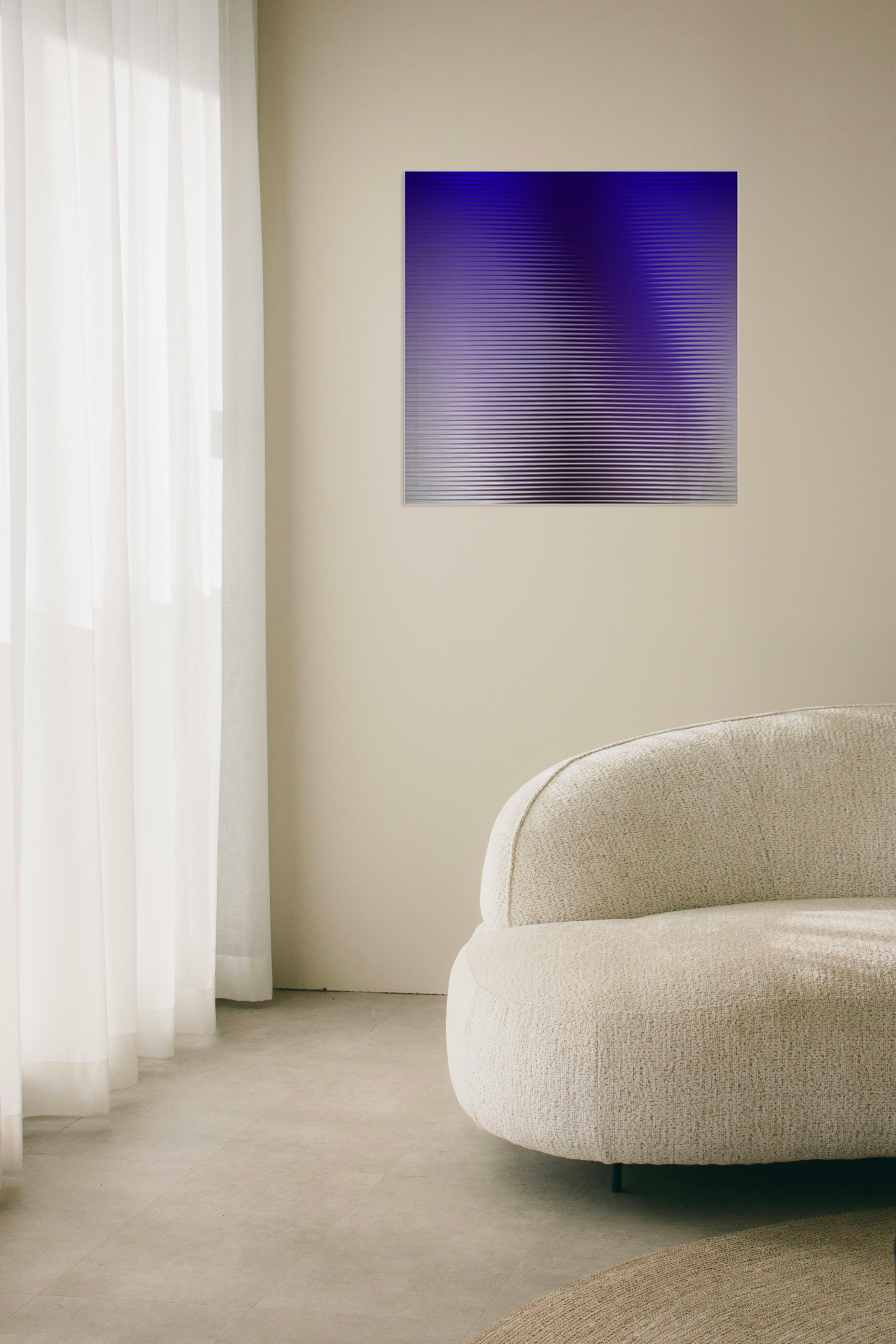 Sculpture in Aluminium - OSMOSE 26 — mounted on wall in modern living room