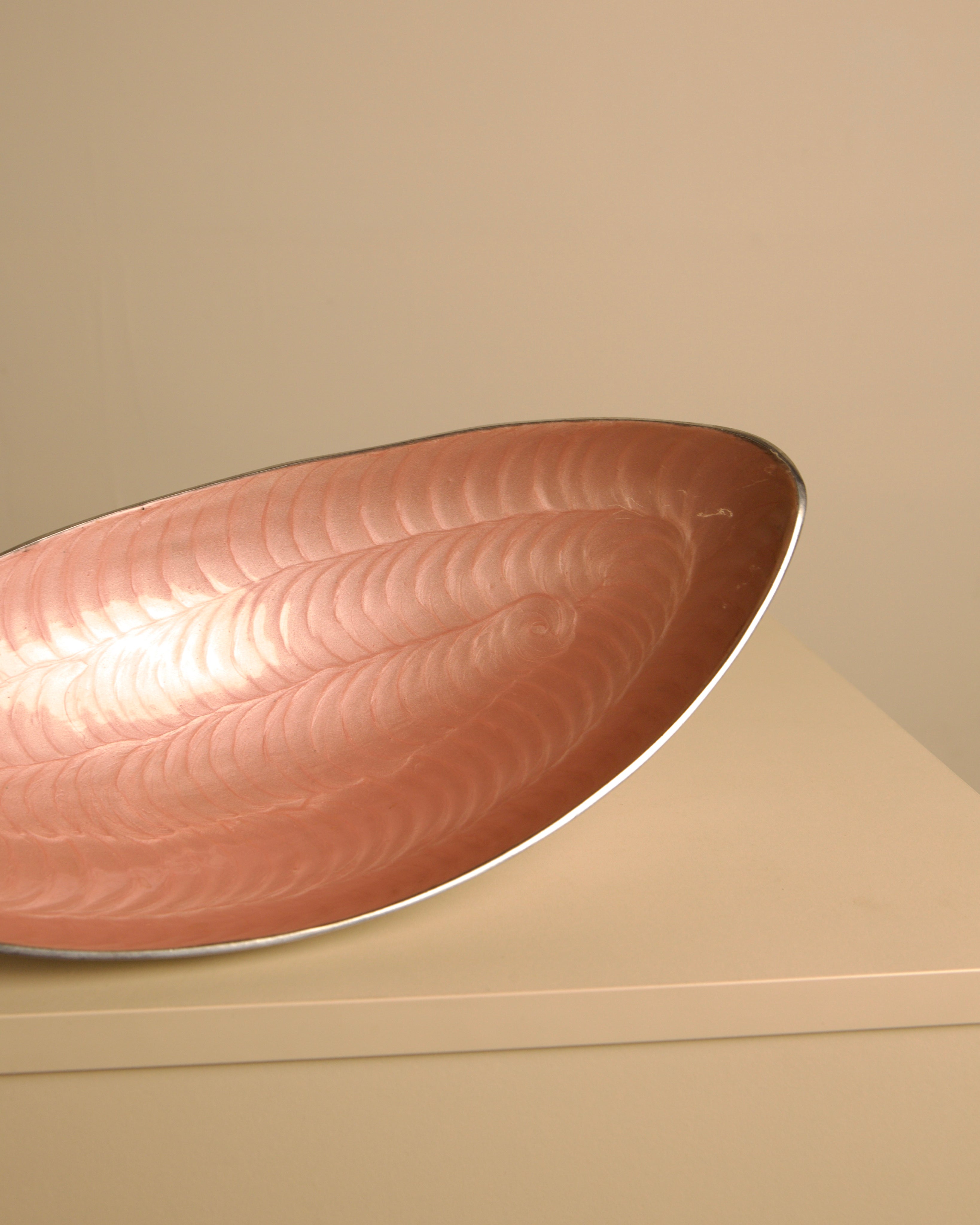 "Galassia" Pale Pink Aluminium Catchall Dish by Brandani, 1980s — lifestyle setting
