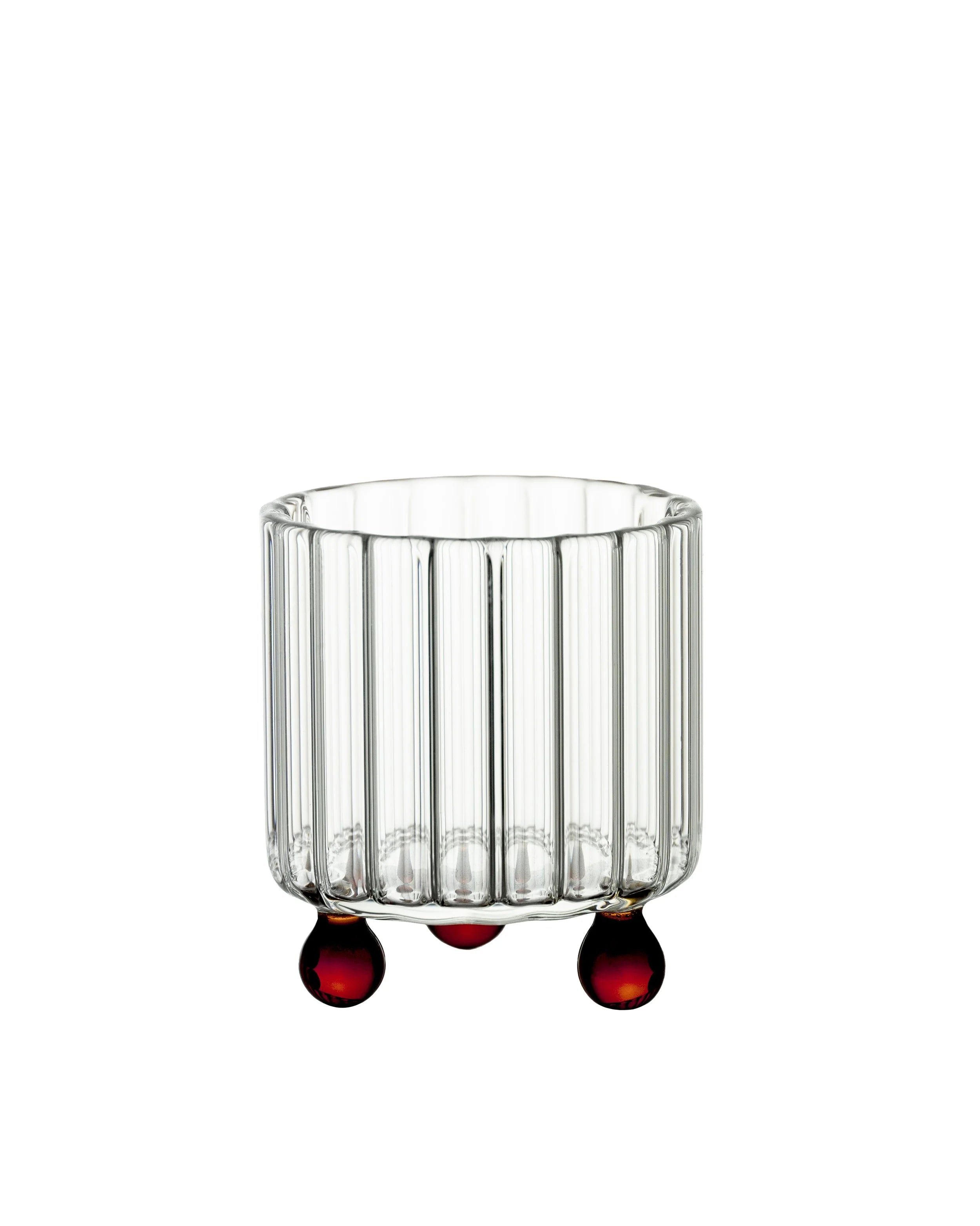 High Spirits — Hand-blown Lowball Glass in Red Amber — detail view