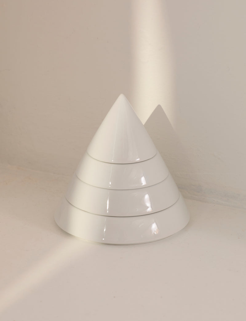 Pyramid Multi-Layer Organizer Box / Ashtray in Ceramic by DIG IN JAPAN | The Oblist — white ceramic, modern design