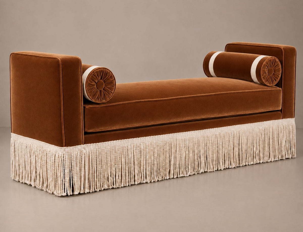 Julian Seat Bench - Velvet Pale Beige & Ivory Fringe by RIJD Interior — variant detail
