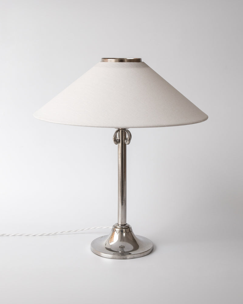 Art Deco Pewter Table Lamp by Celestine Andersson, 1930, Sweden by Spigel | The Oblist — pewter finish, white shade