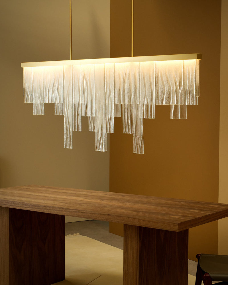 CASCATA Long With ceiling Rose by CTO Lighting | The Oblist — glass and gold finish