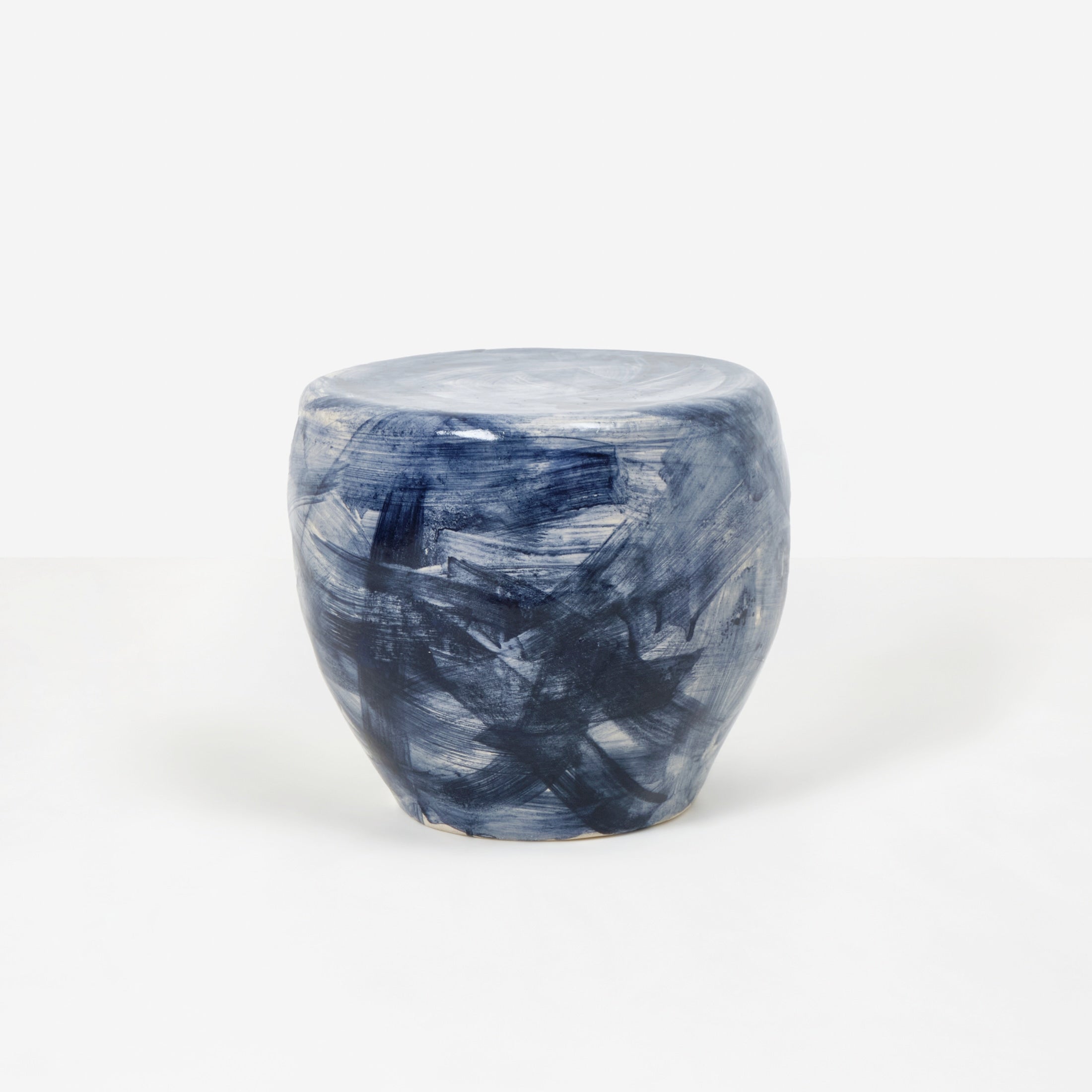 Medium Ceramic Side Table — top view of blue textured surface