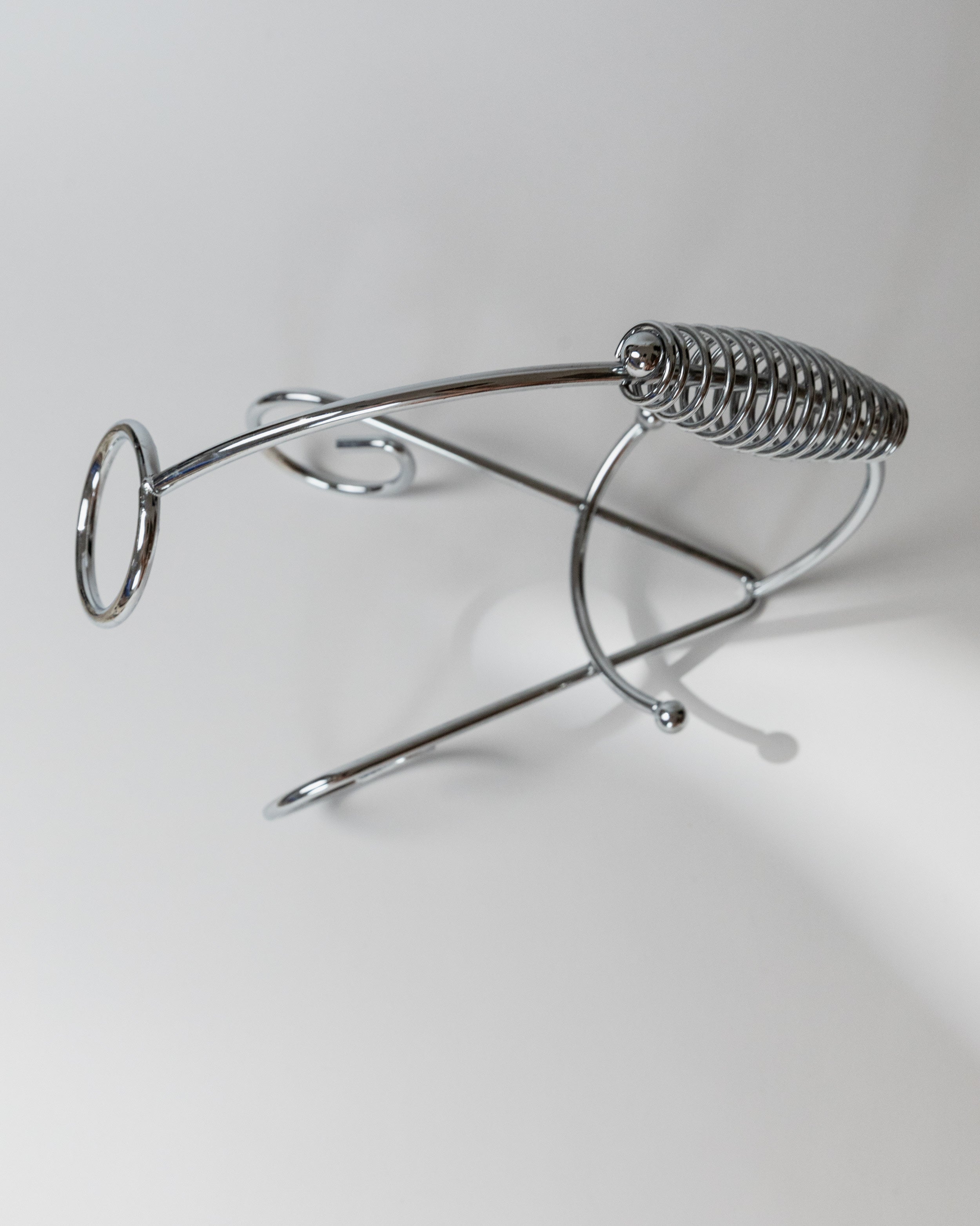 Porte-bouteille en métal chromé, années 1980