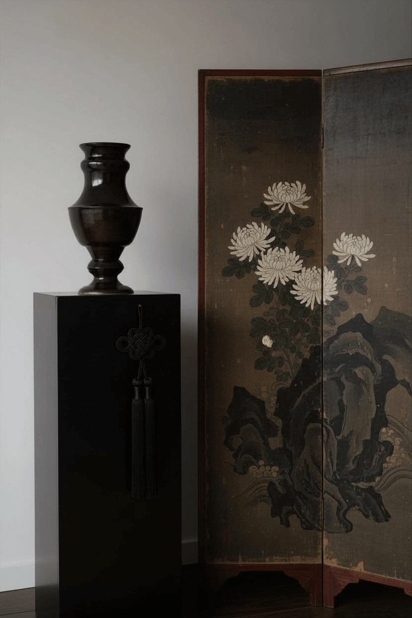 Vase en céramique brun foncé