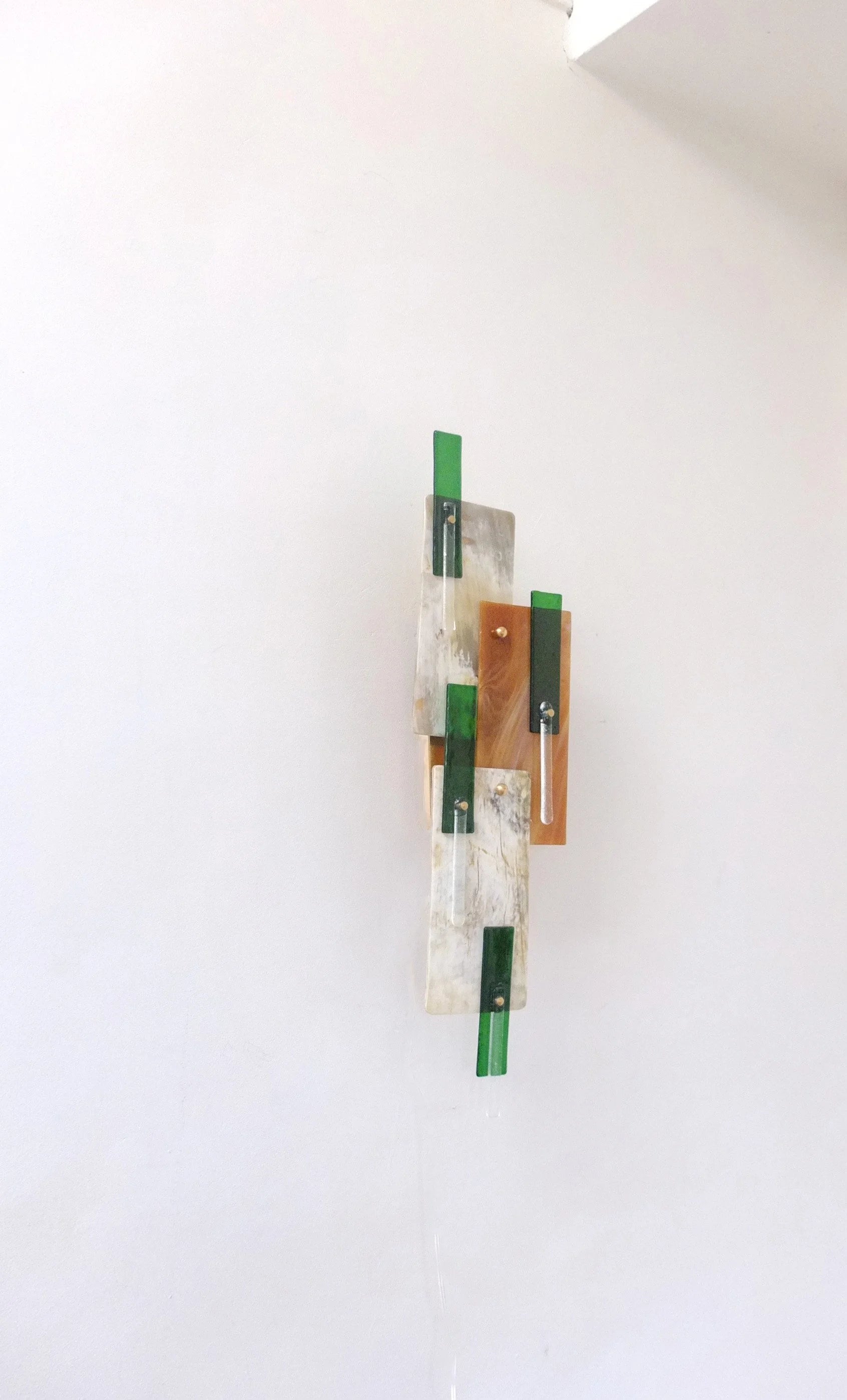 Horn and Glass Wall Light D2025 — top view showing layered materials and green accents
