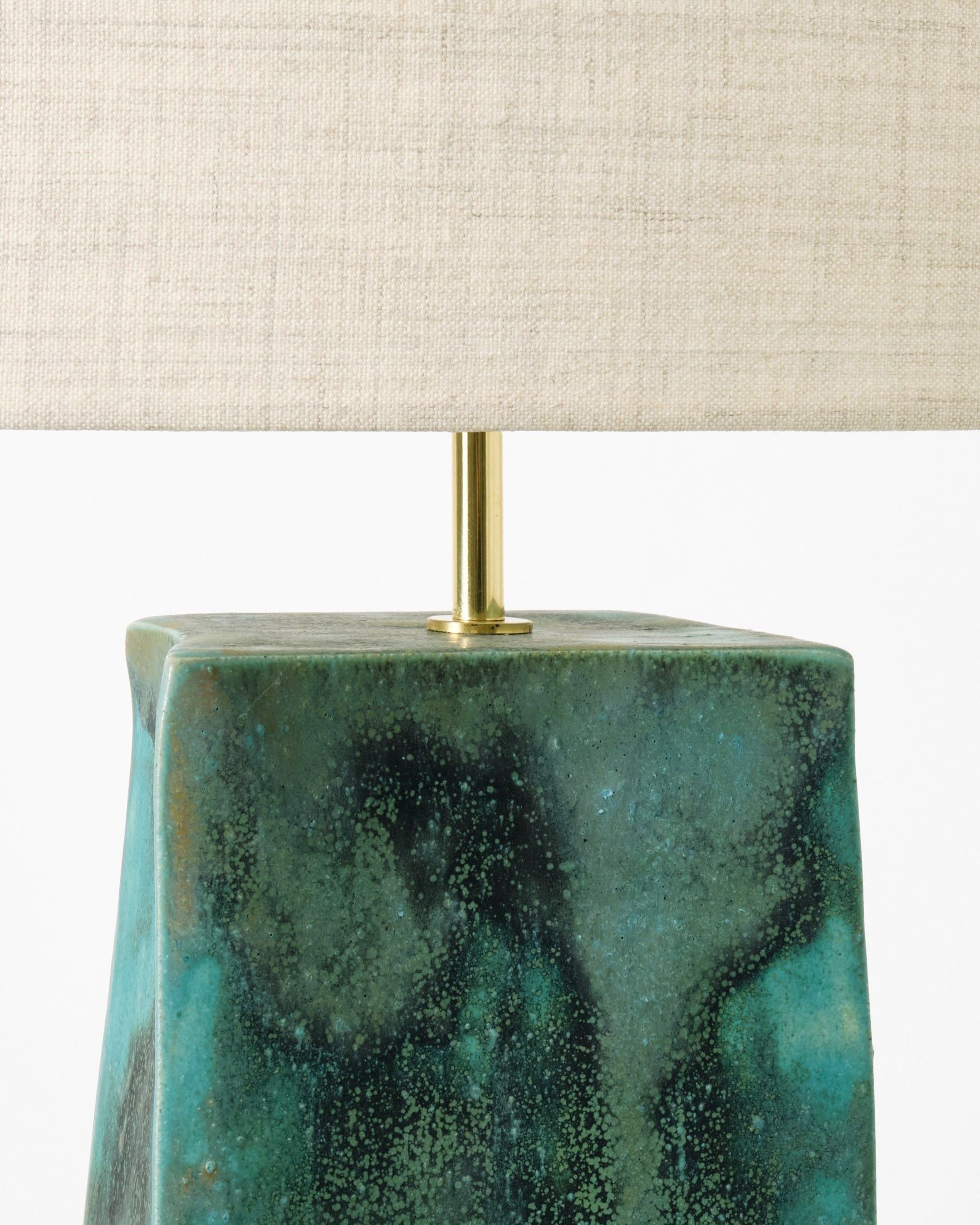 Rectangular Ceramic Lamp — close-up of textured green ceramic base