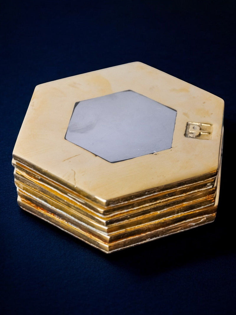 Set of 6 Brutalist Coasters by David Marshall, Spain, 1970s by Malamar Studio | The Oblist — handmade hexagonal design, natur