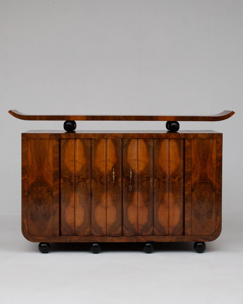Art Deco Burl Wood Cabinet with Sculptural Top by Malata Antwerp | The Oblist