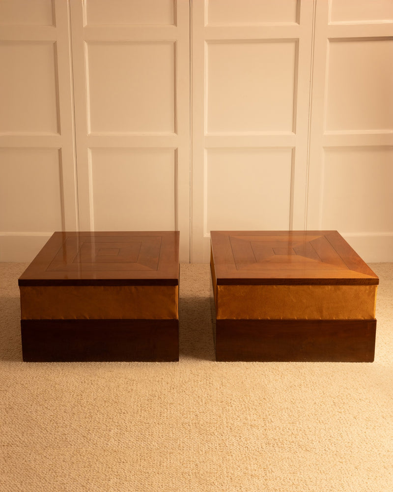 Pair of Paolo Buffa walnut coffee tables, Italy 1940s