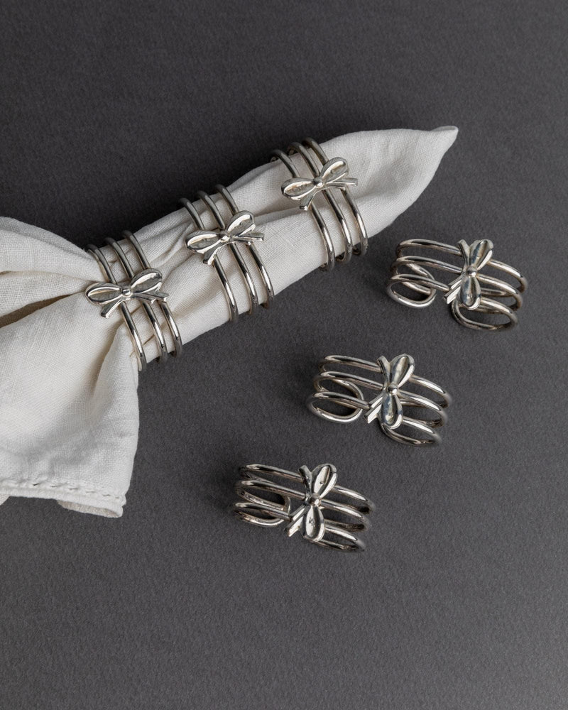 1970s Silver Plated Napkin Rings Set of 6 by Bottega Jacobs | The Oblist — silver finish, vintage design