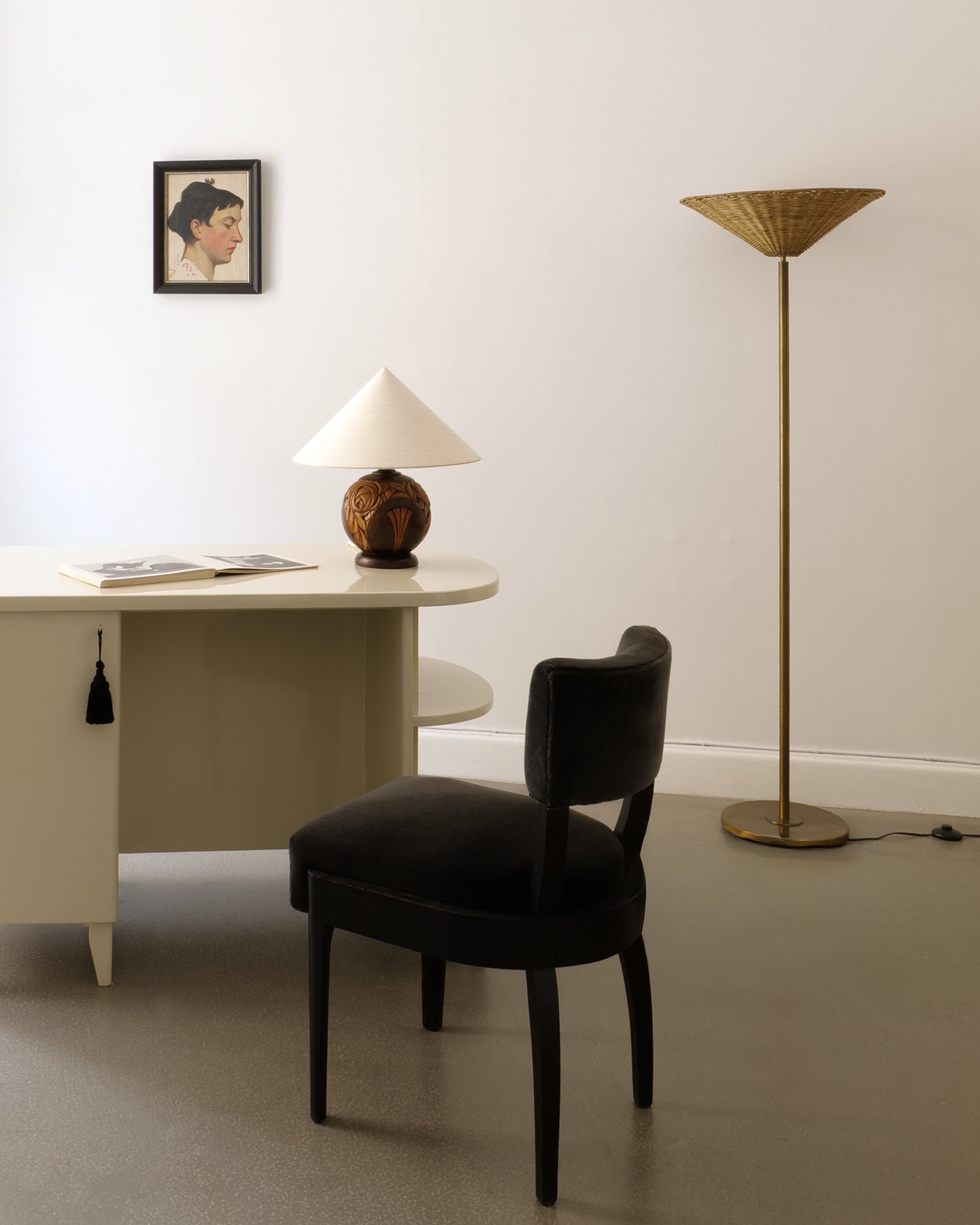 Harald Notini Böhlmarks Brass Floor Lamp 1940s — lifestyle setting
