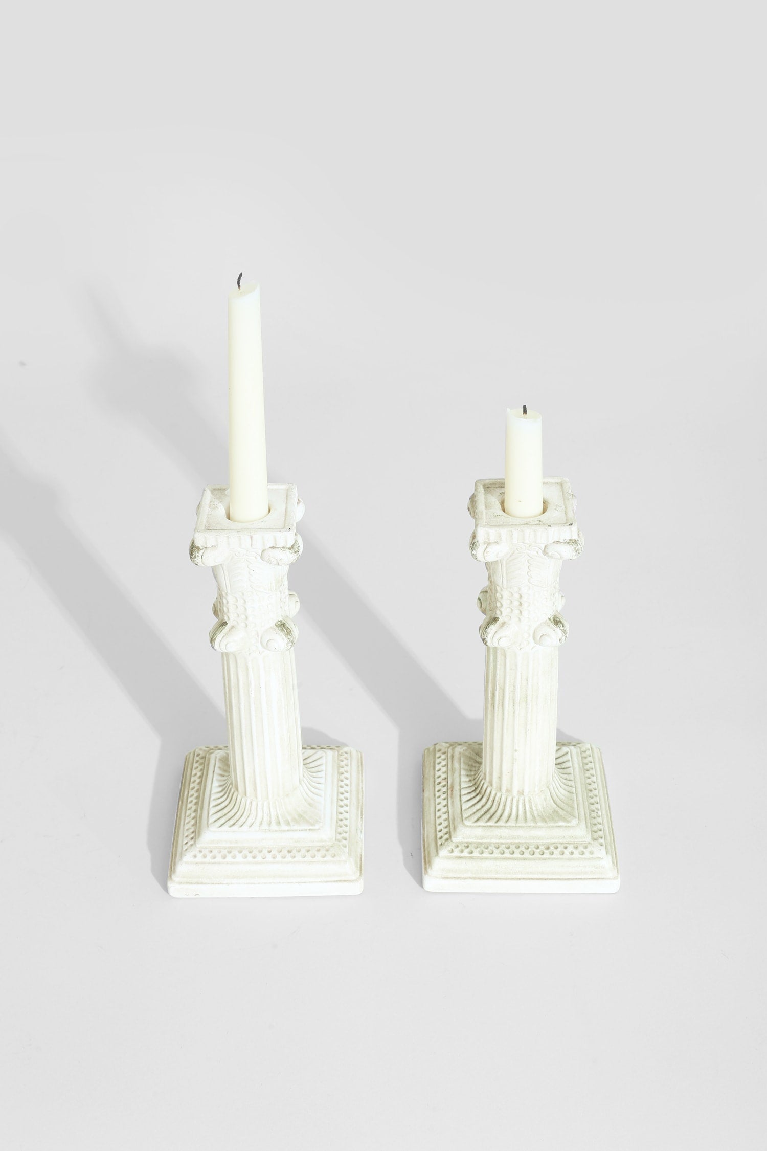 Neoclassical Ceramic Candleholders — side angle