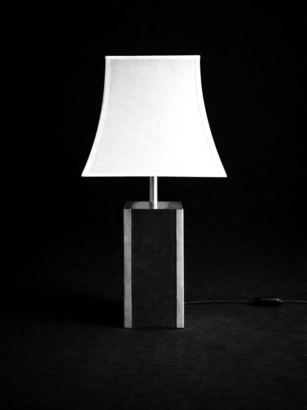 1950s Vintage Italia Art Deco Brown Nubuck Lamp — side angle