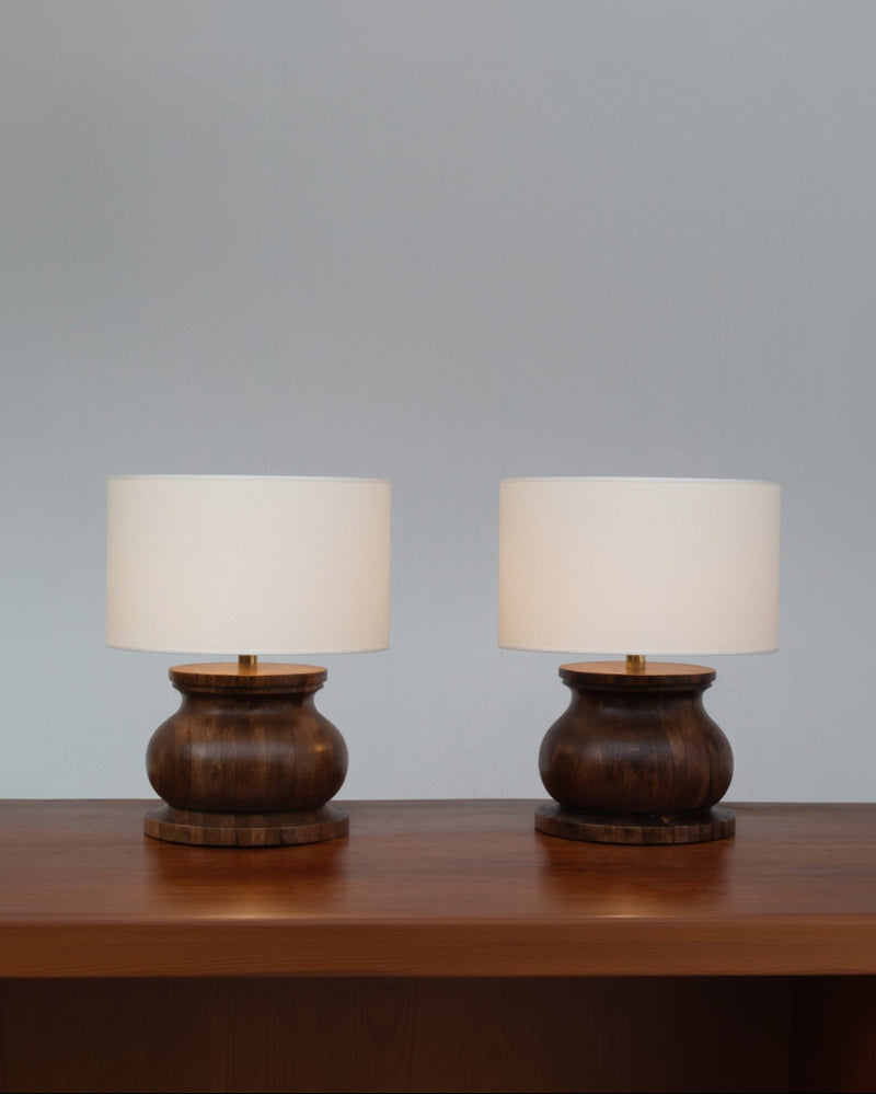 Sculptural Walnut Table Lamp — lifestyle setting