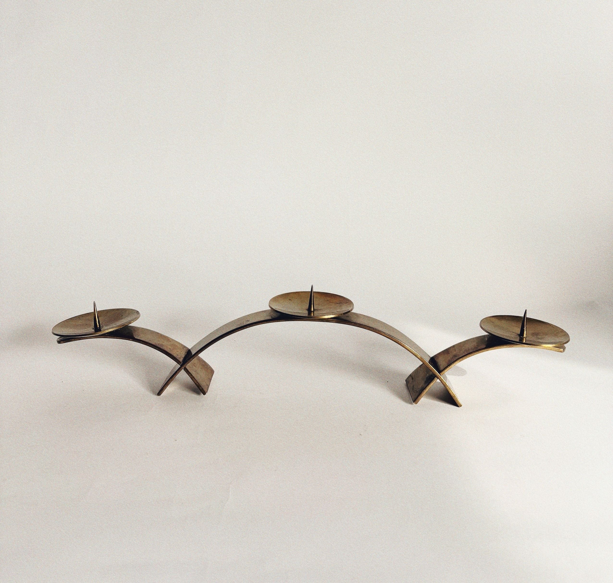 2 Curved Brass Candleholders
