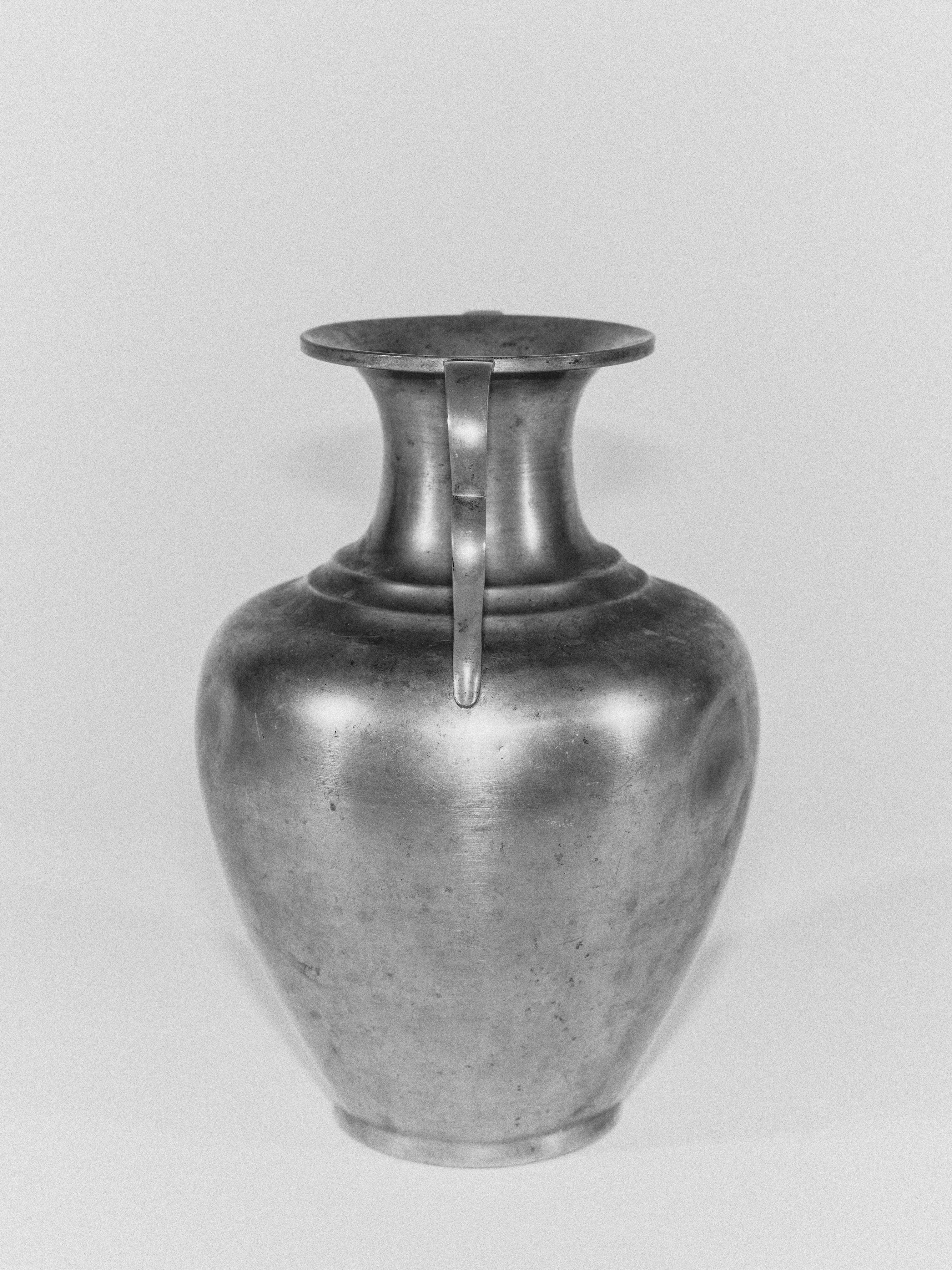 Sylvia Stave for C.G. Hallberg, Metal Amphora Vase, Art Deco, Sweden, 1936 — detail view