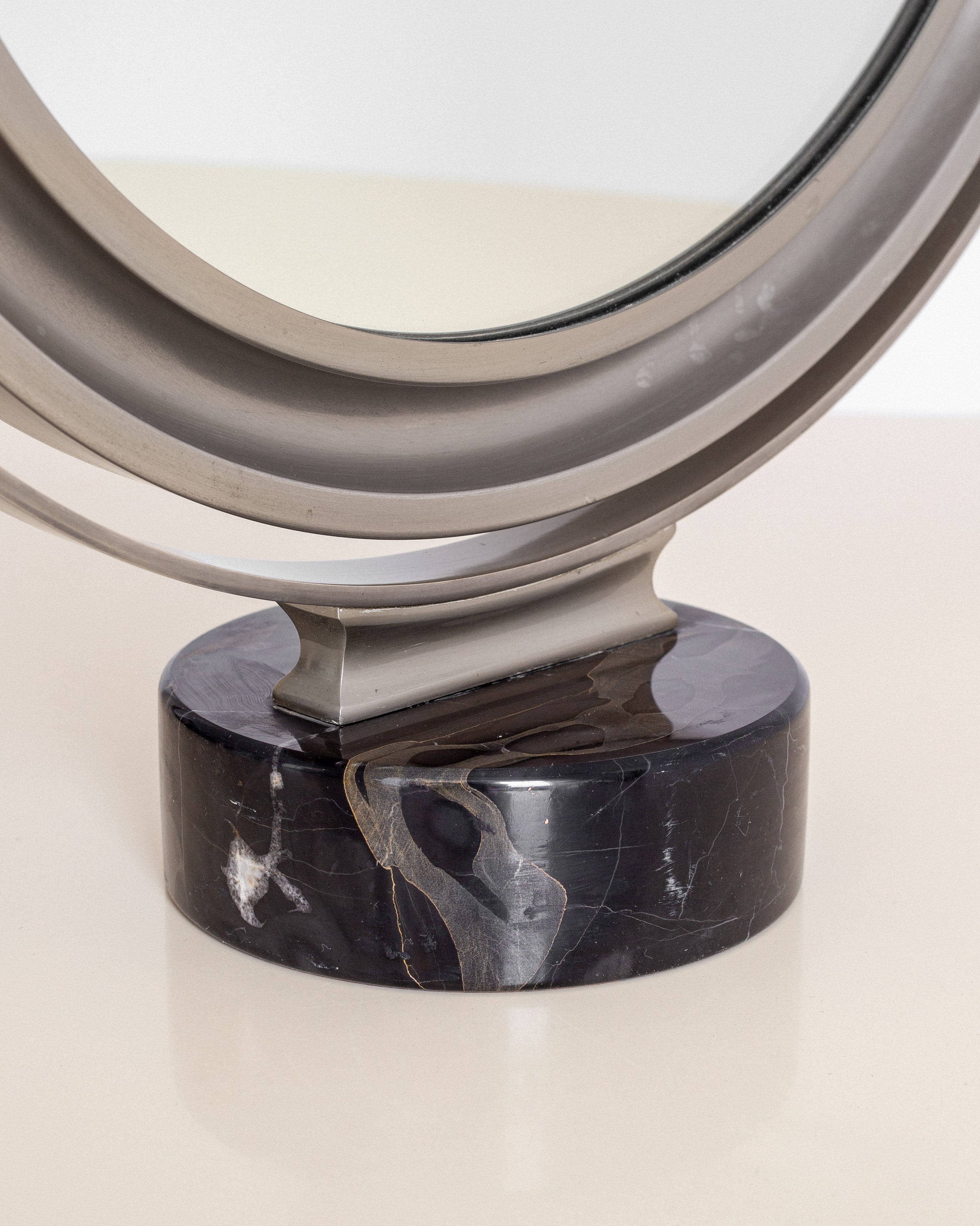 Narciso' Table Mirror by Sergio Mazza for Artemide, 1970s, Italy — back view highlighting black marble base