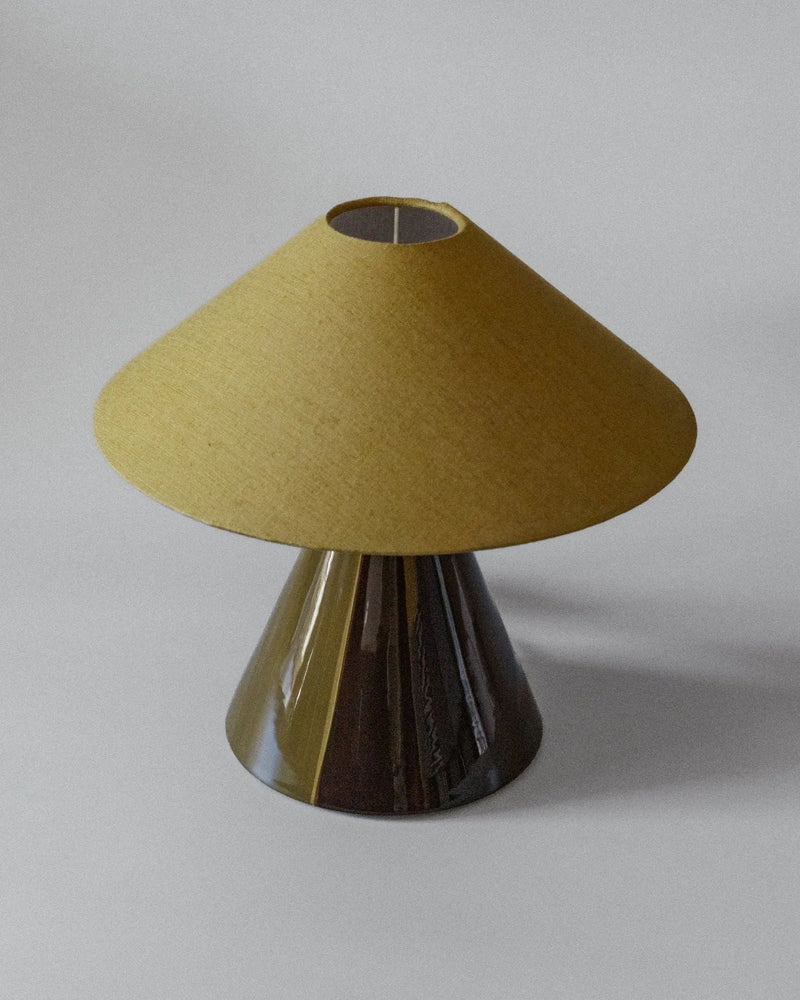 Caterina Table Lamp - Golden Olive — top view of conical ceramic base