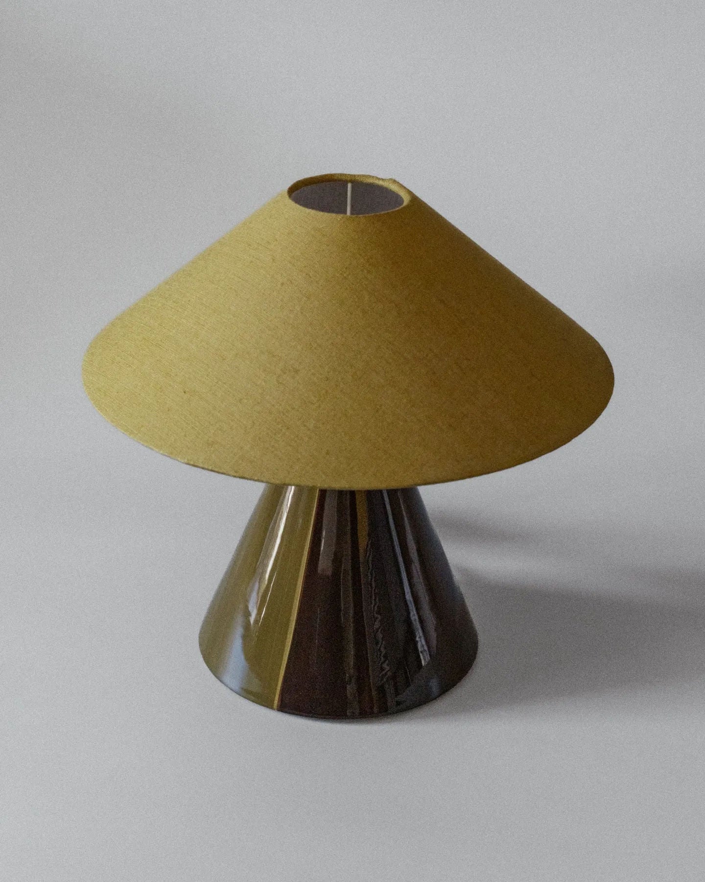 Caterina Table Lamp - Golden Olive — top view of conical ceramic base