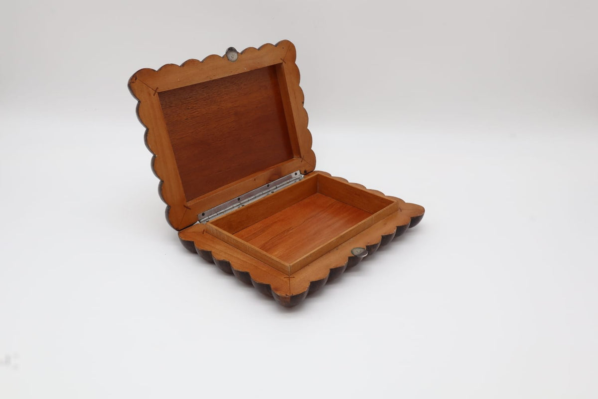 French Walnut and Silver-Plated Box (c. 1900) – France — detail view