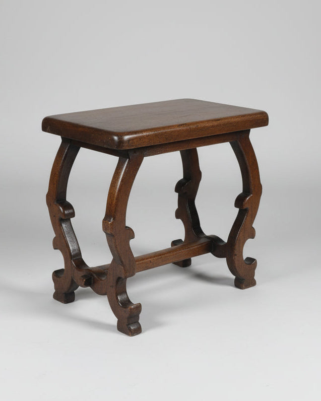 19th Century Spanish Oak Stool by Maud Vaughan | The Oblist — handcrafted dark wood