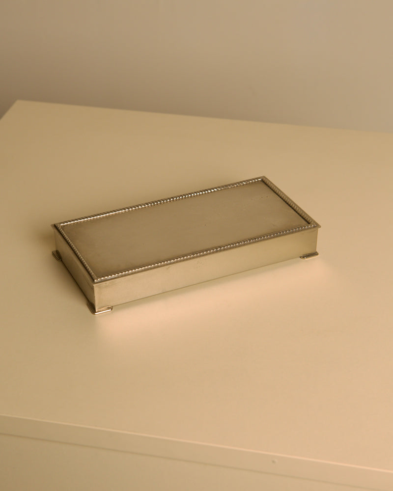 Italian Art Deco silver-plated metal and wood rectangular box, 1930s by Treaptyque | The Oblist