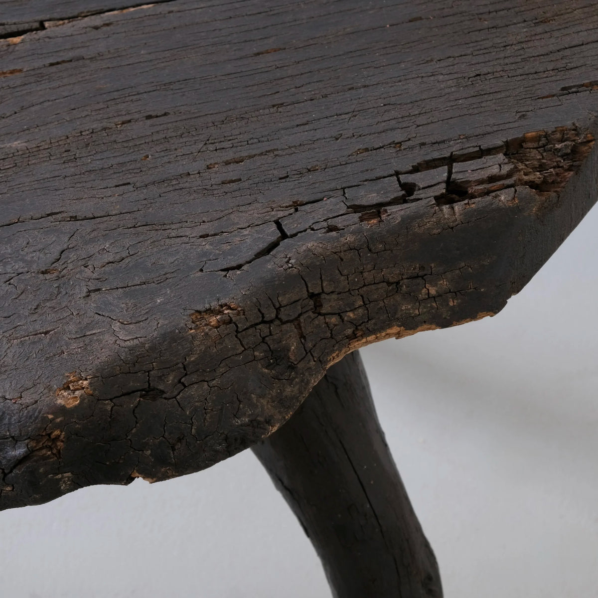 Wabi-Sabi Rustic Dark Wood Side Table | Belgium | Vintage — view 10