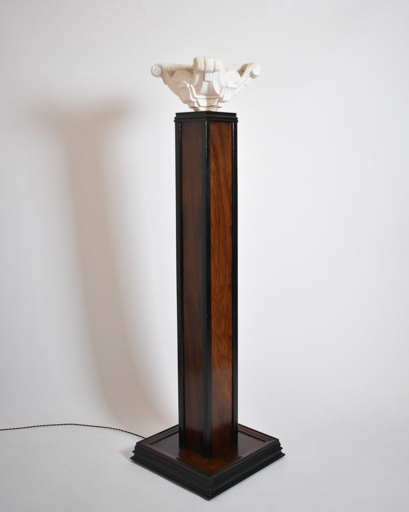 Wood and Plaster Floor Lamp, 1930s by Barracuda Interiors | The Oblist — handcrafted wood, white plaster
