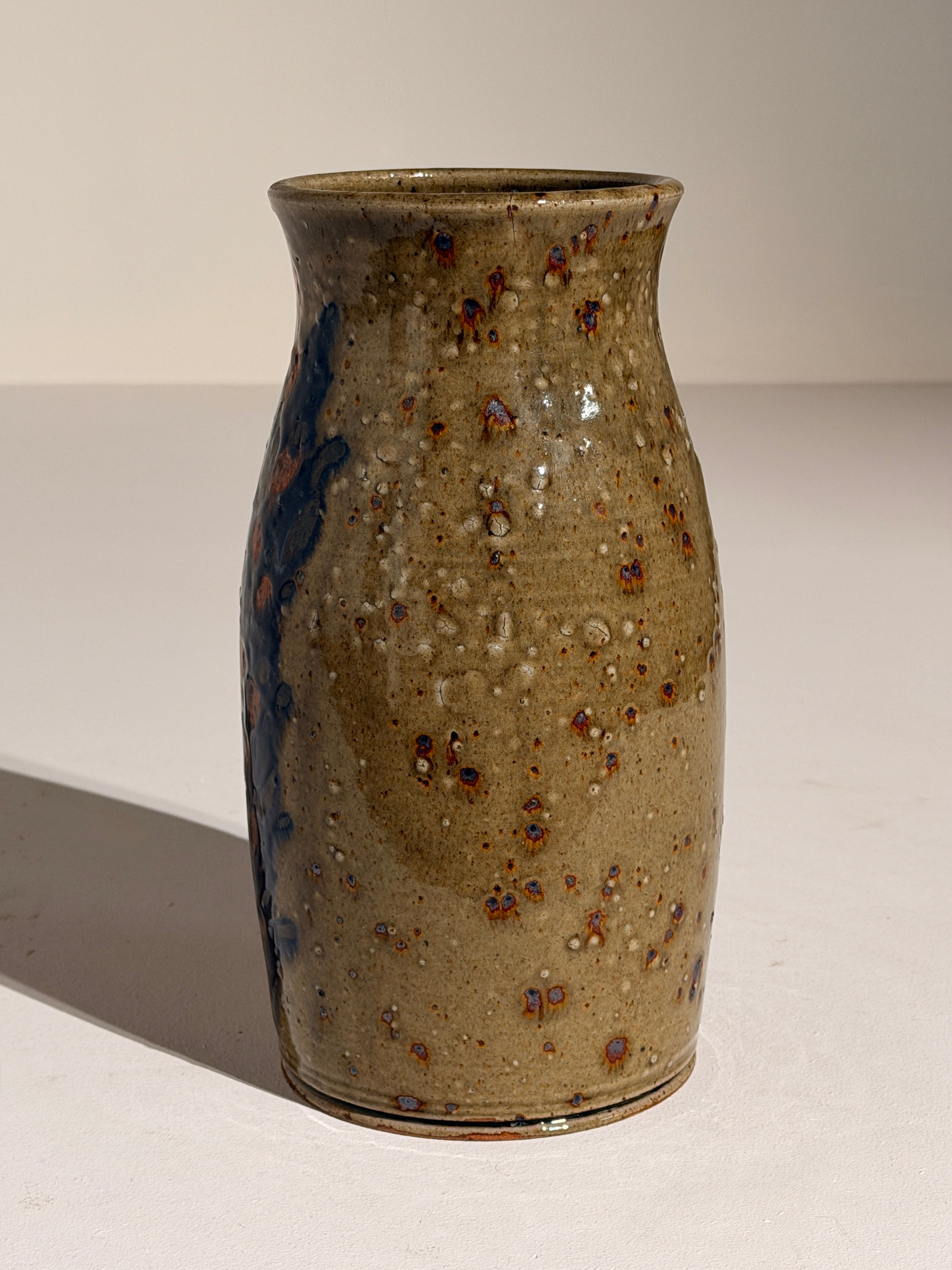 Large Glazed Stoneware Vase by Poterie de la Gauche, 1970 — angled view highlighting earthy tones and texture