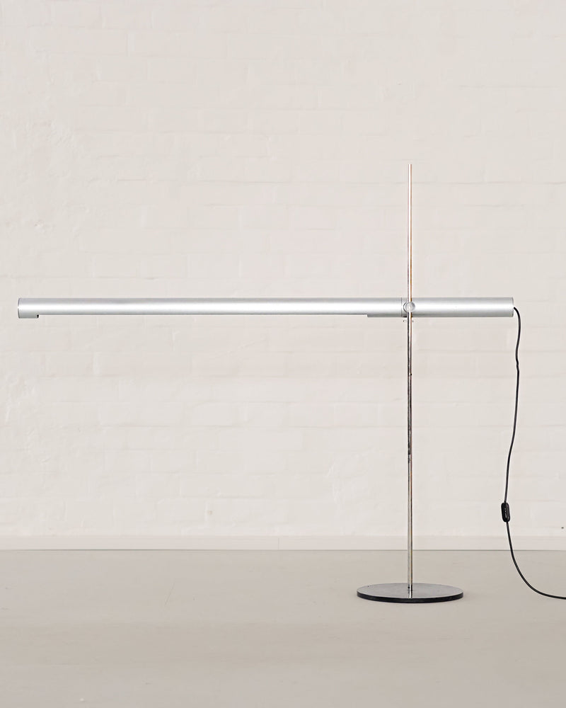 M60 minimalist floor lamp with silver horizontal arm by Ekkehard Fahr