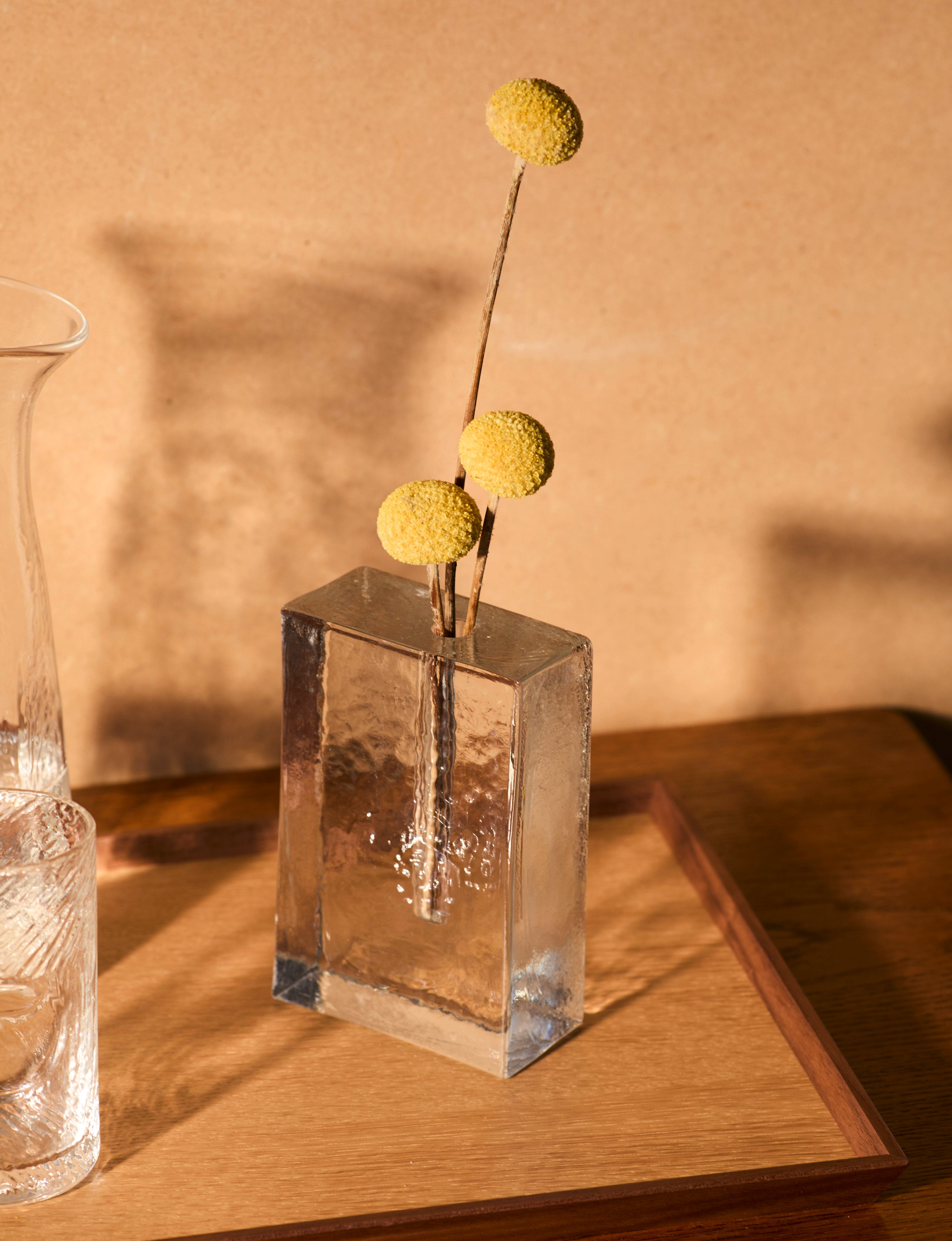 Block unifleur / stem vase in European glass (Large) — side angle