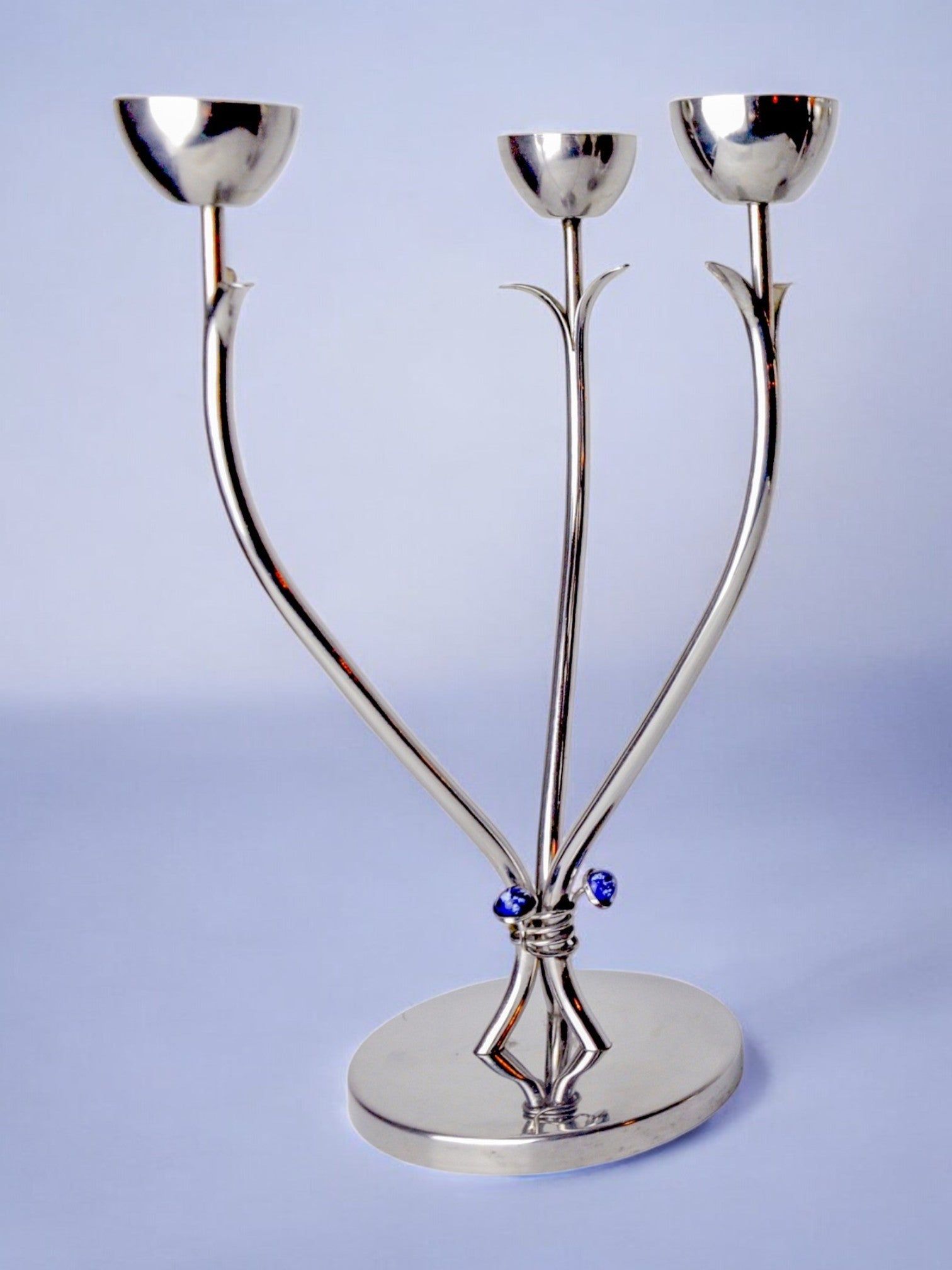 Stainless Steel Candleholder, Spain, 1970s — side angle
