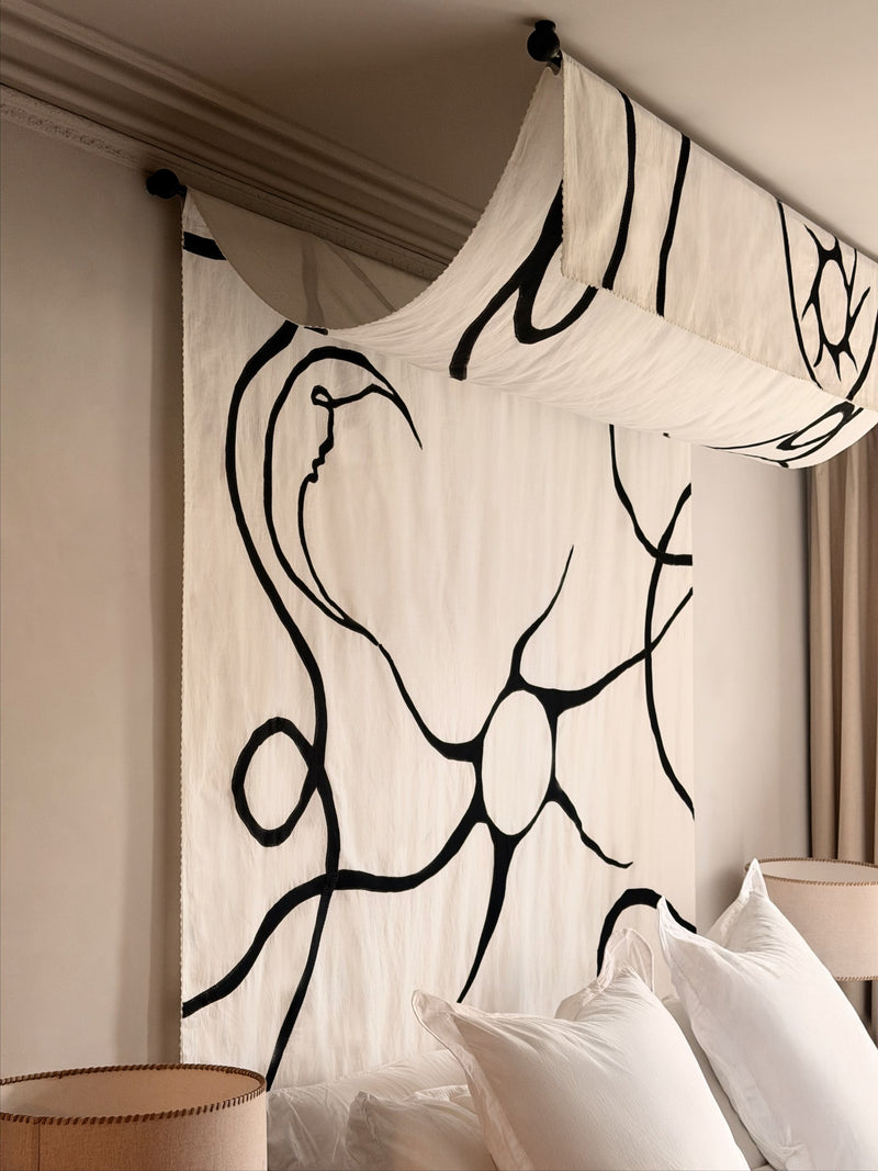Celestial Hand Sewn Silk and Linen Bed Canopy by House of Quentin Jones | The Oblist