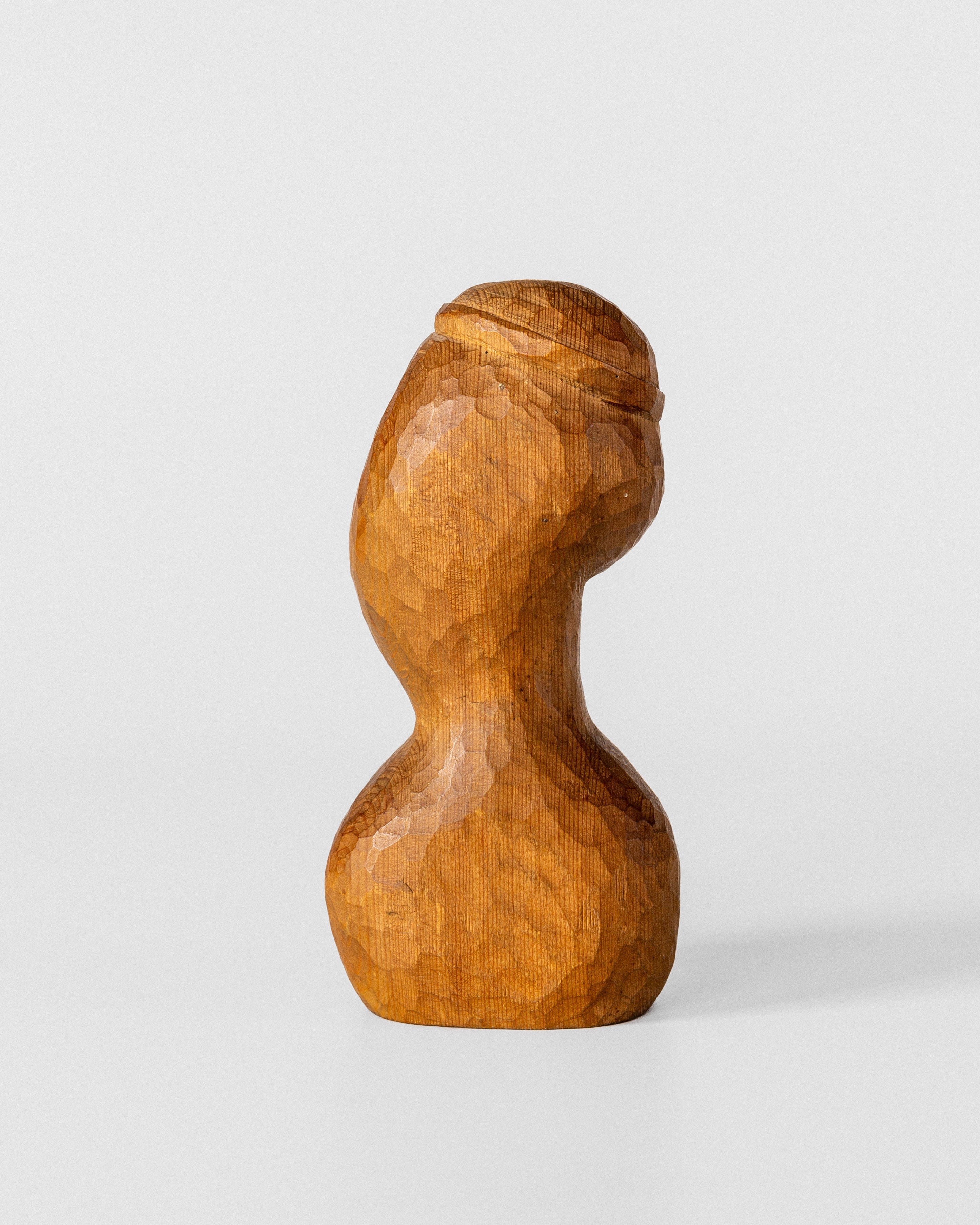 Hand-Carved Wooden Sculpture, 1960s — side view highlighting textured wood finish