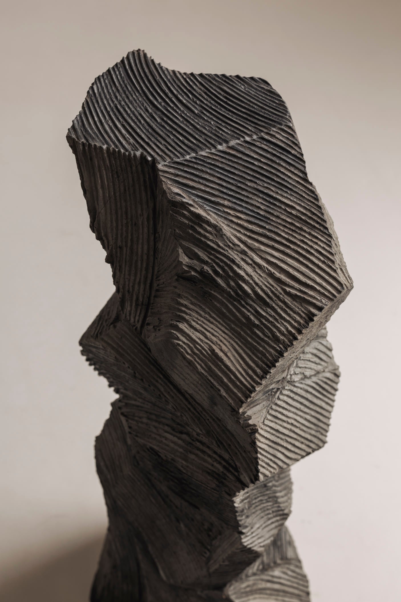 Monumental Abstract Sculptures by Marc Verdoodt, Belgium 1980s — back view highlighting textured dark surface