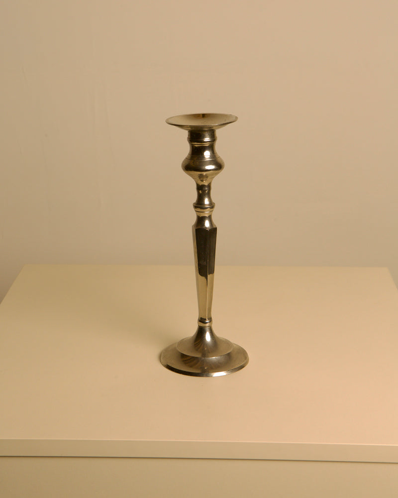 Large Italian "Column" Metal Candleholder, 1960s by Treaptyque | The Oblist — polished metal finish