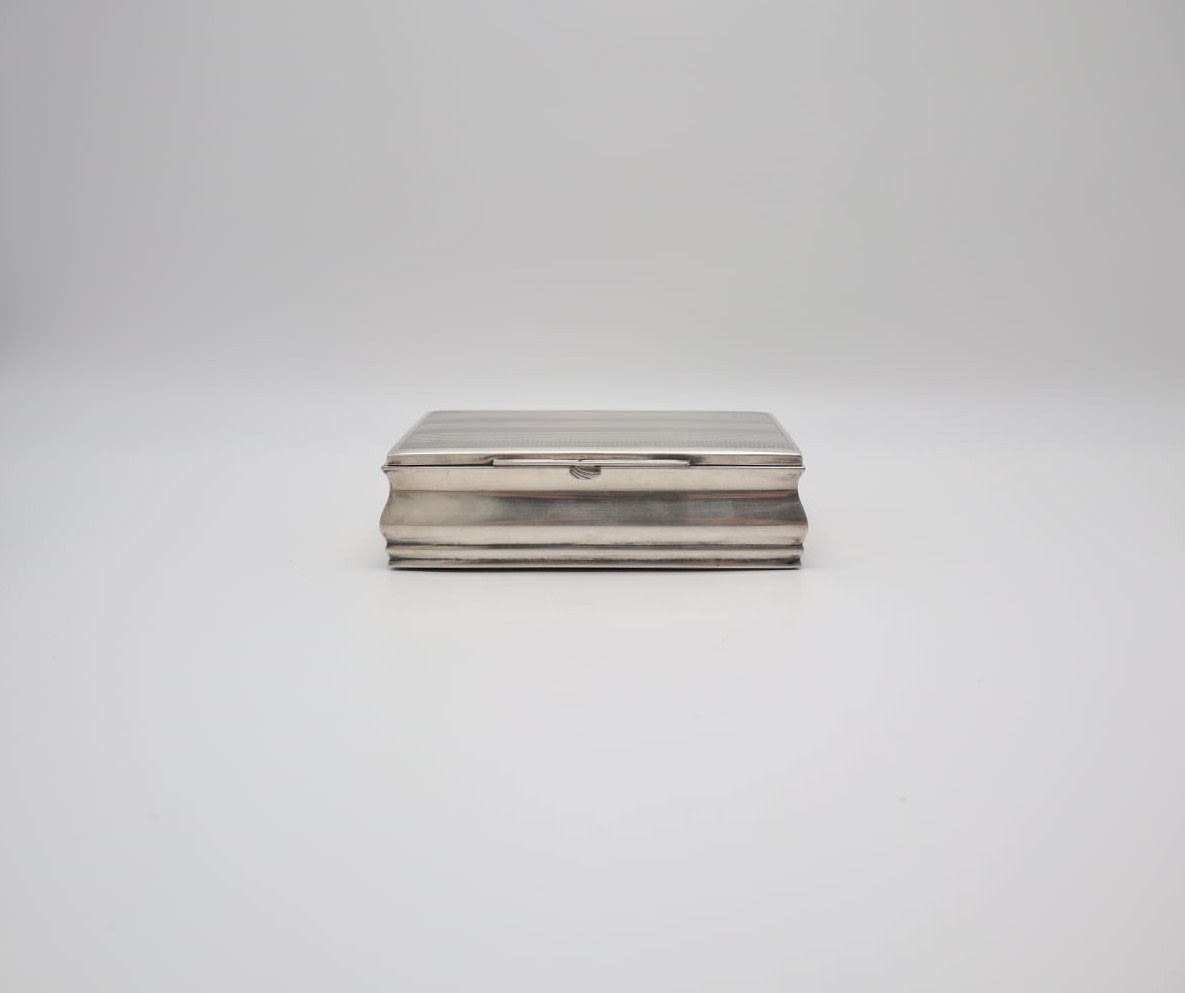 Guilloché Silver-Plated Collectible Box – Circa 1920–1950 — side angle