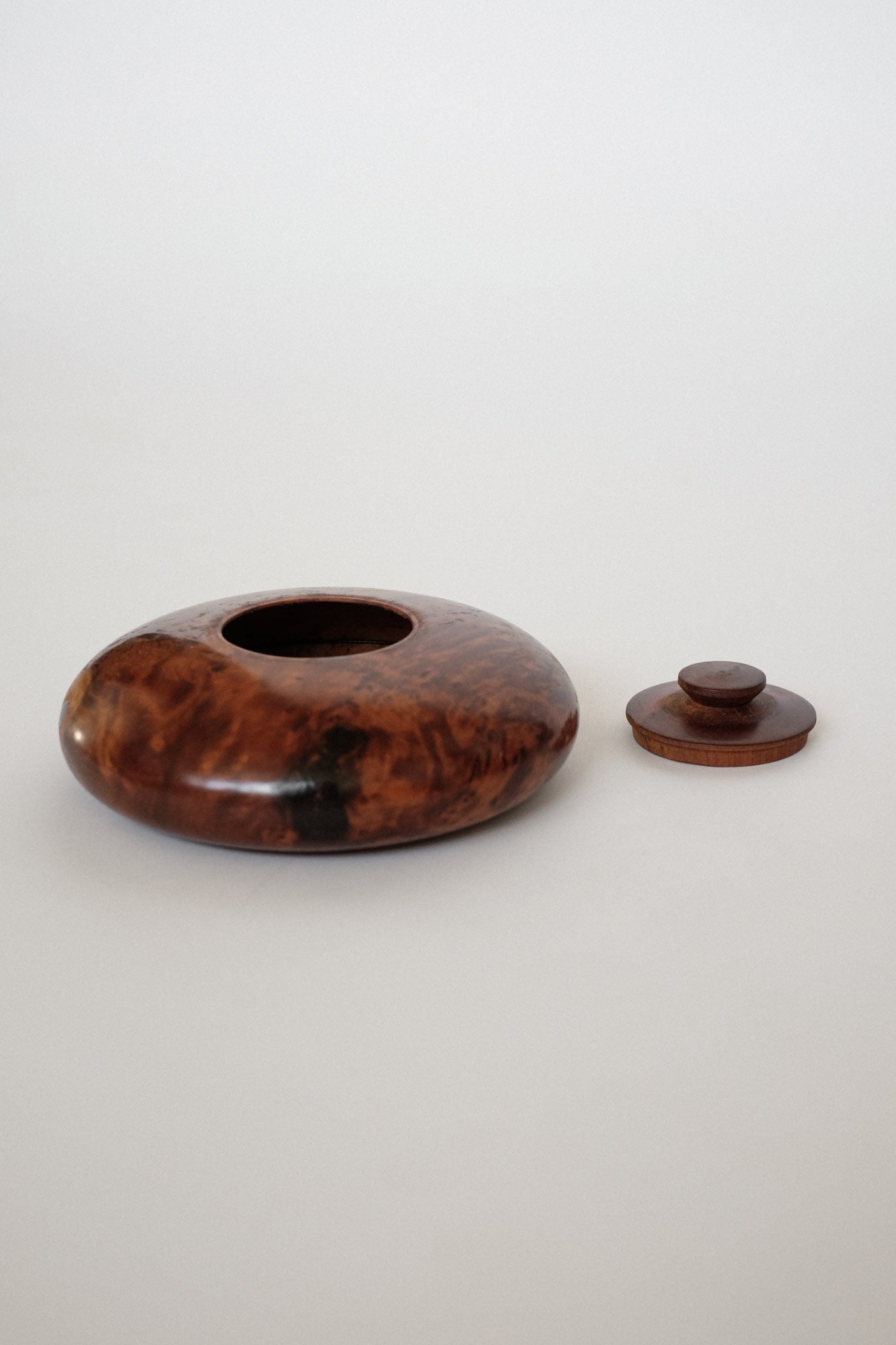 Handcrafted Burl Wood Box — close-up