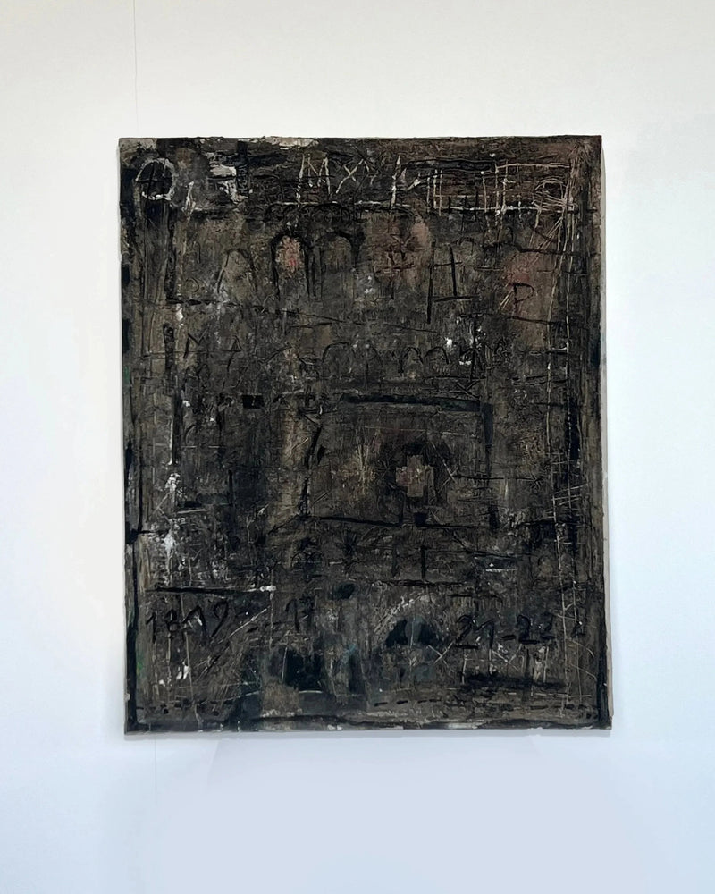 Brutalist Painting on Canvas by Porter Studio | The Oblist — dark tones, textured surface