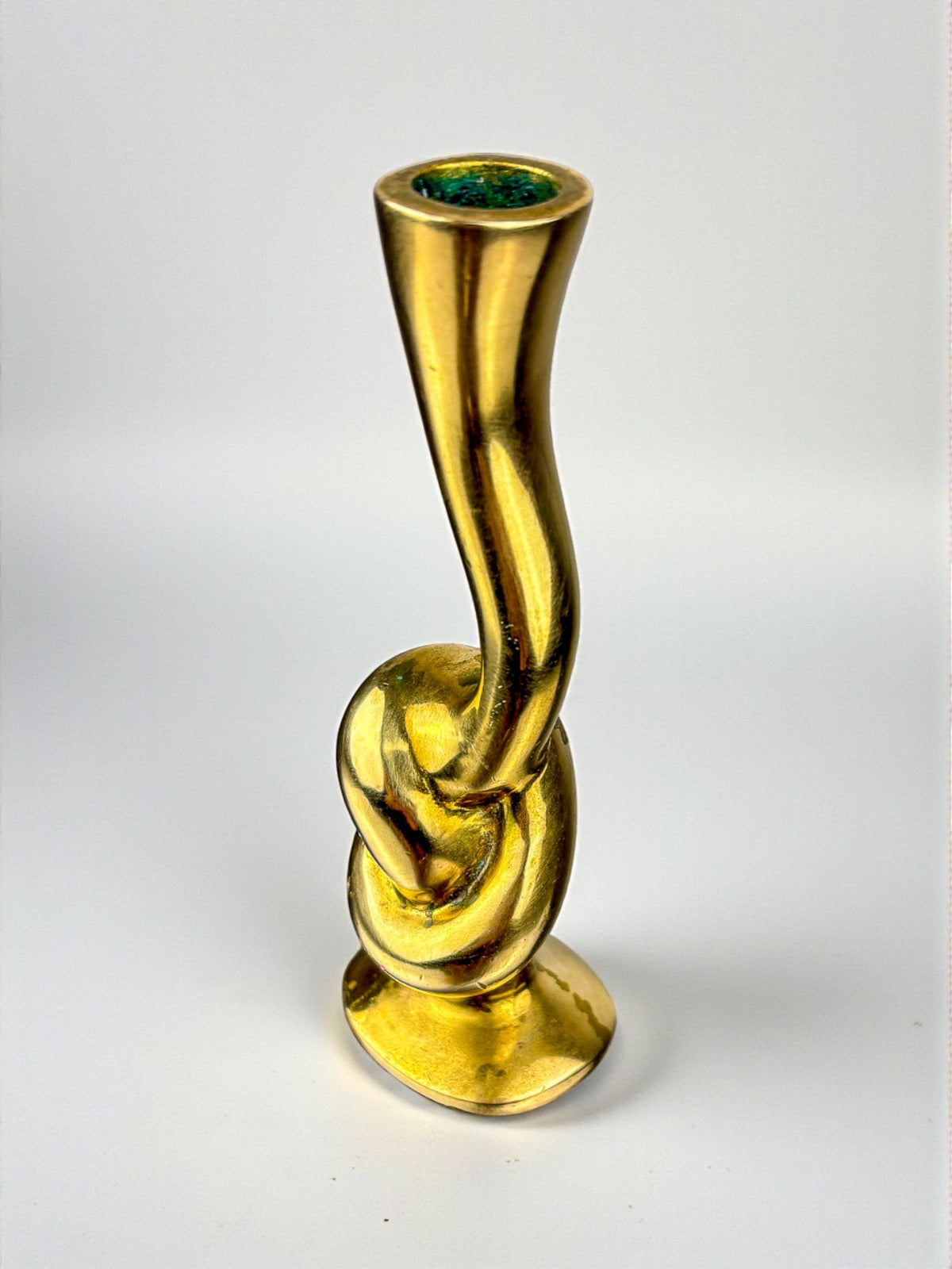 Italian Brutalist Knot Candlestick in Bronze, Circa 1970 by Malamar Studio | The Oblist