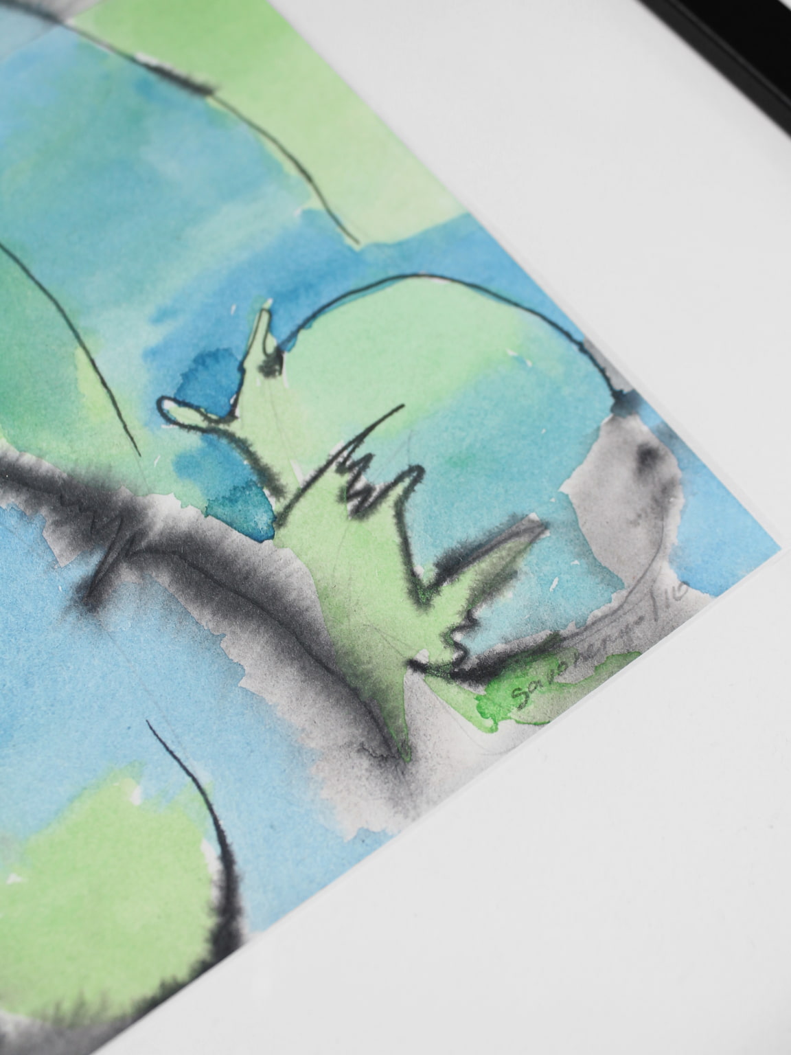 Nature morte abstraite n°3, 32x32cm, Aquarelle, Encre