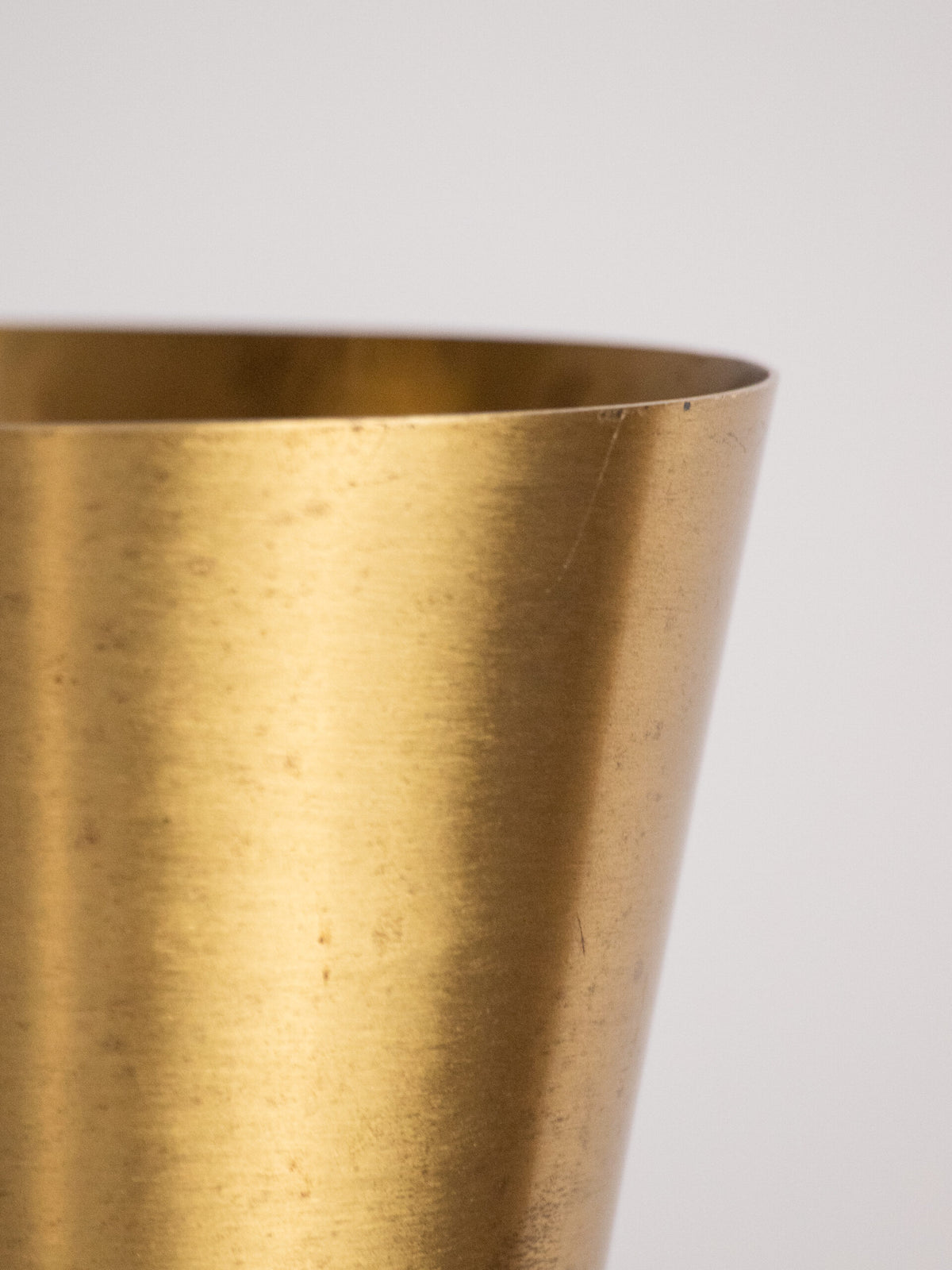 Art Deco Conical Brass Vase on Three-Step Ziggurat Foot, Continental Europe, circa 1930s — in context