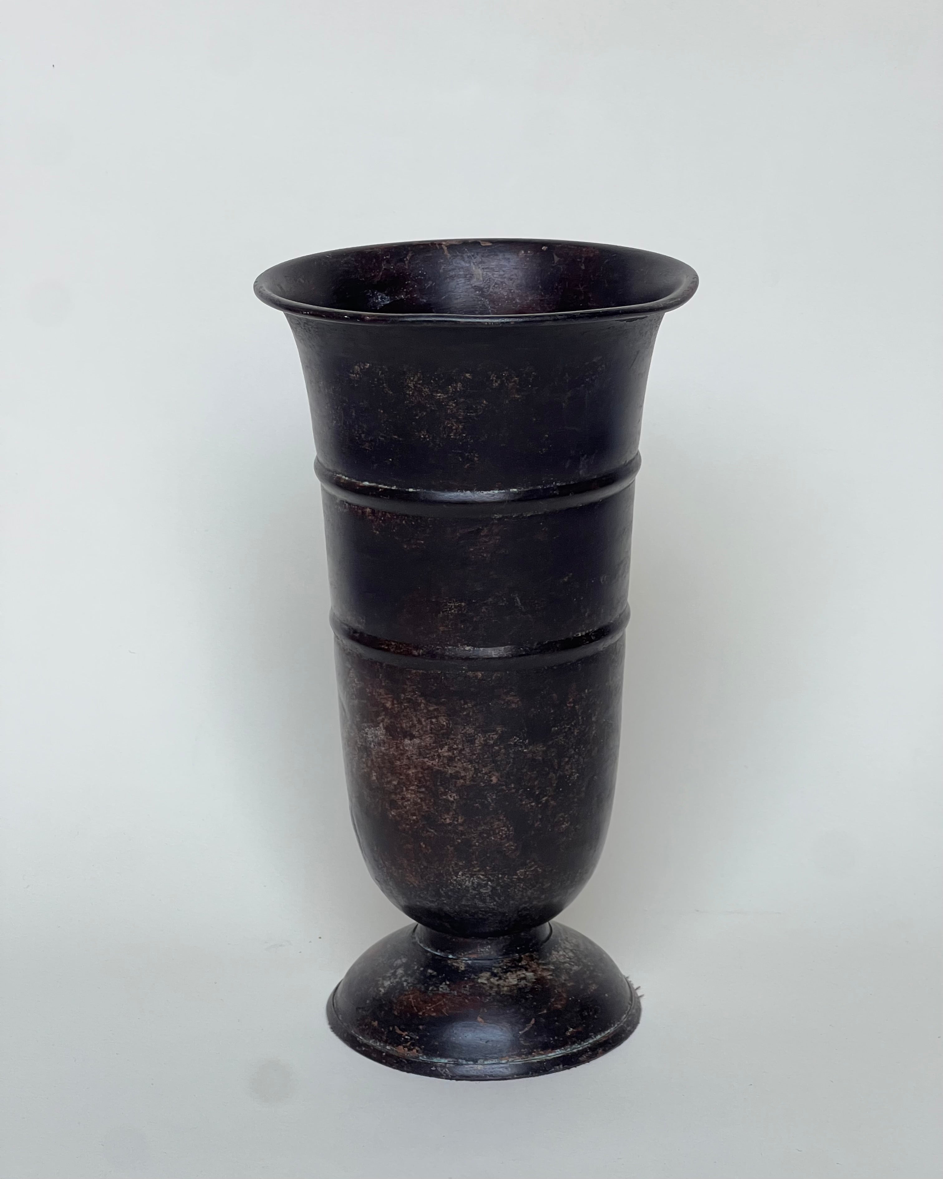 Tall Bronze Vintage Vase 1900s — detail view